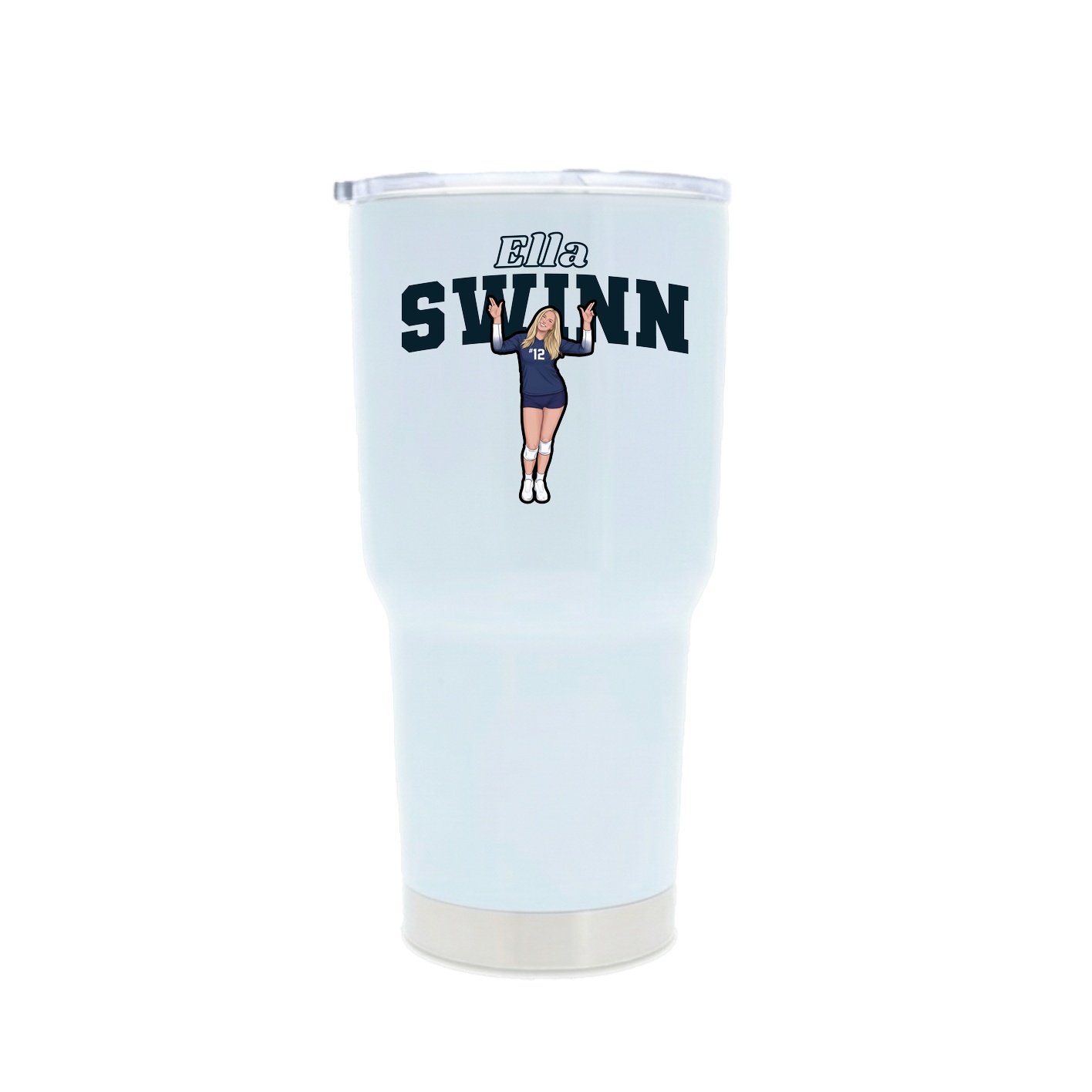30oz Stainless Steel Tumbler — Name Arch in White