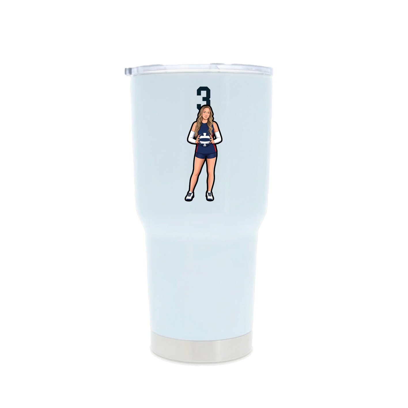 30oz Stainless Steel Tumbler — Number Top in White