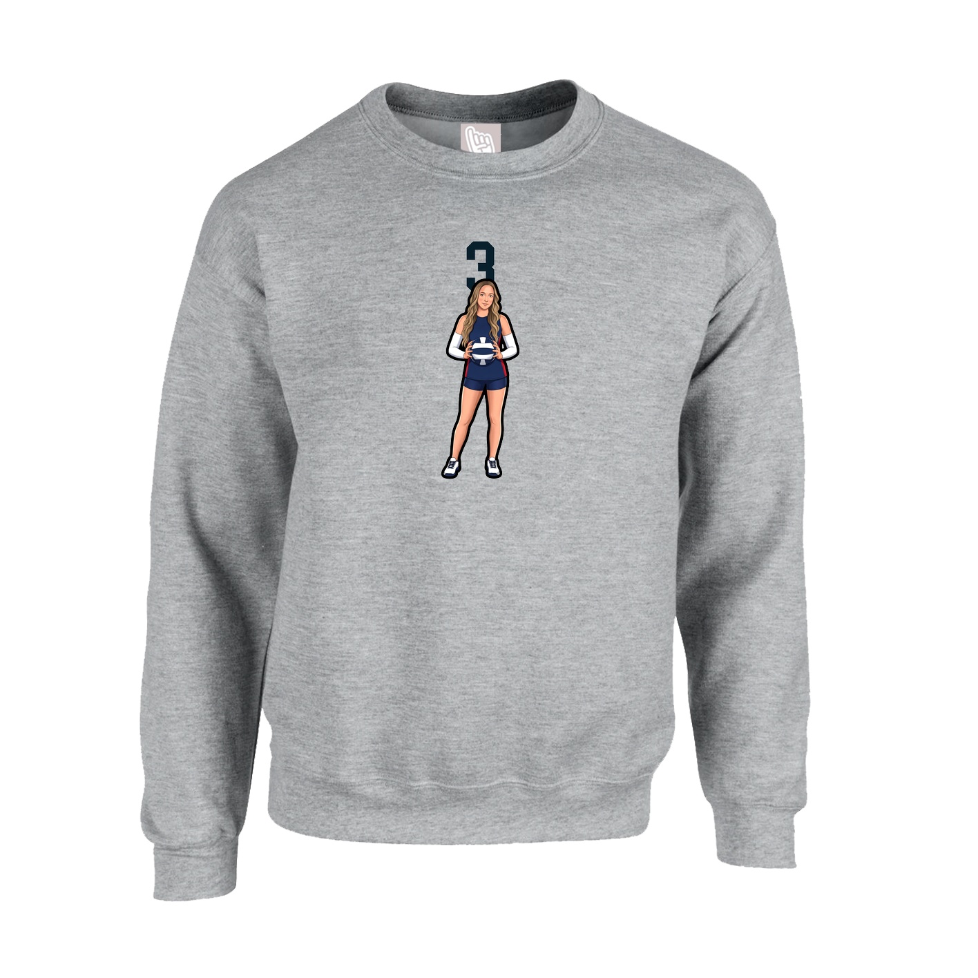 Fleece Crew — Number Top in Grey