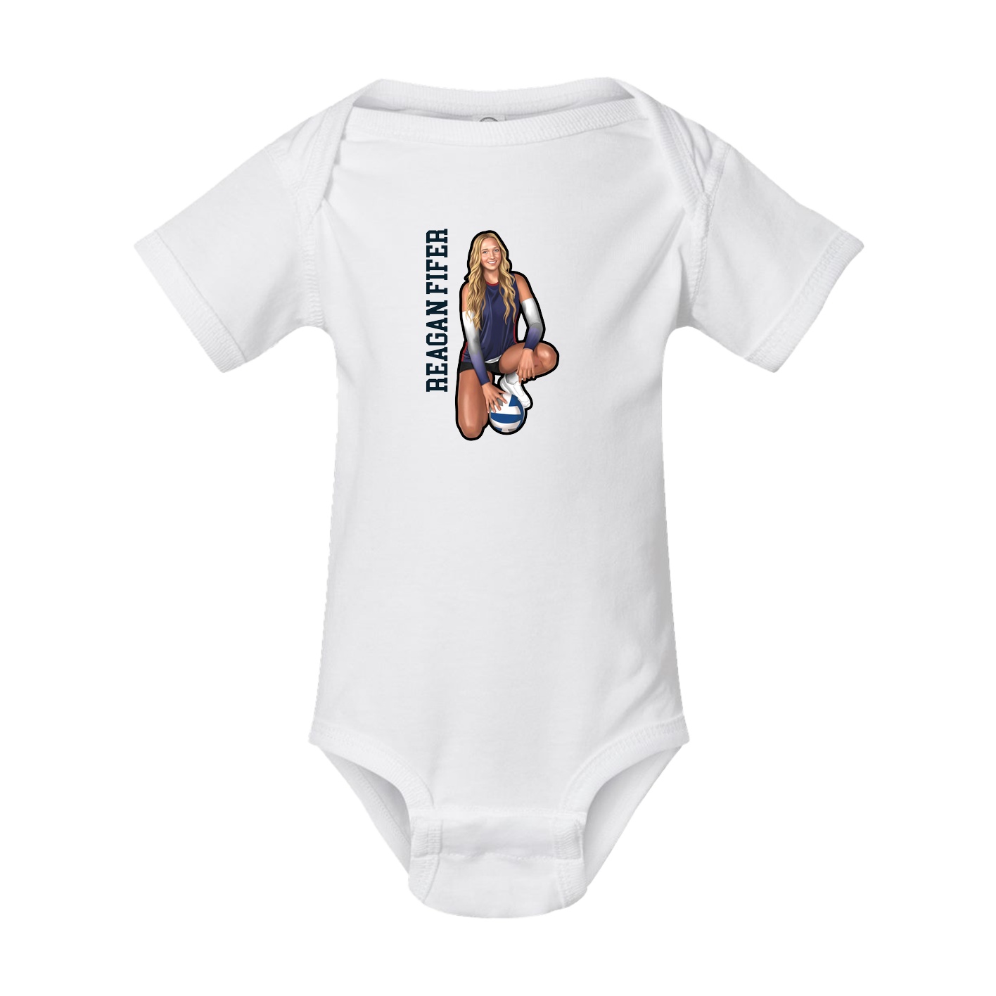 Baby Onesie — Name Vertical in White