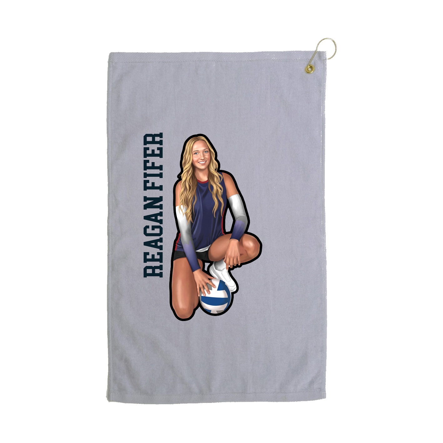 Golf Towel — Name Vertical in Grey