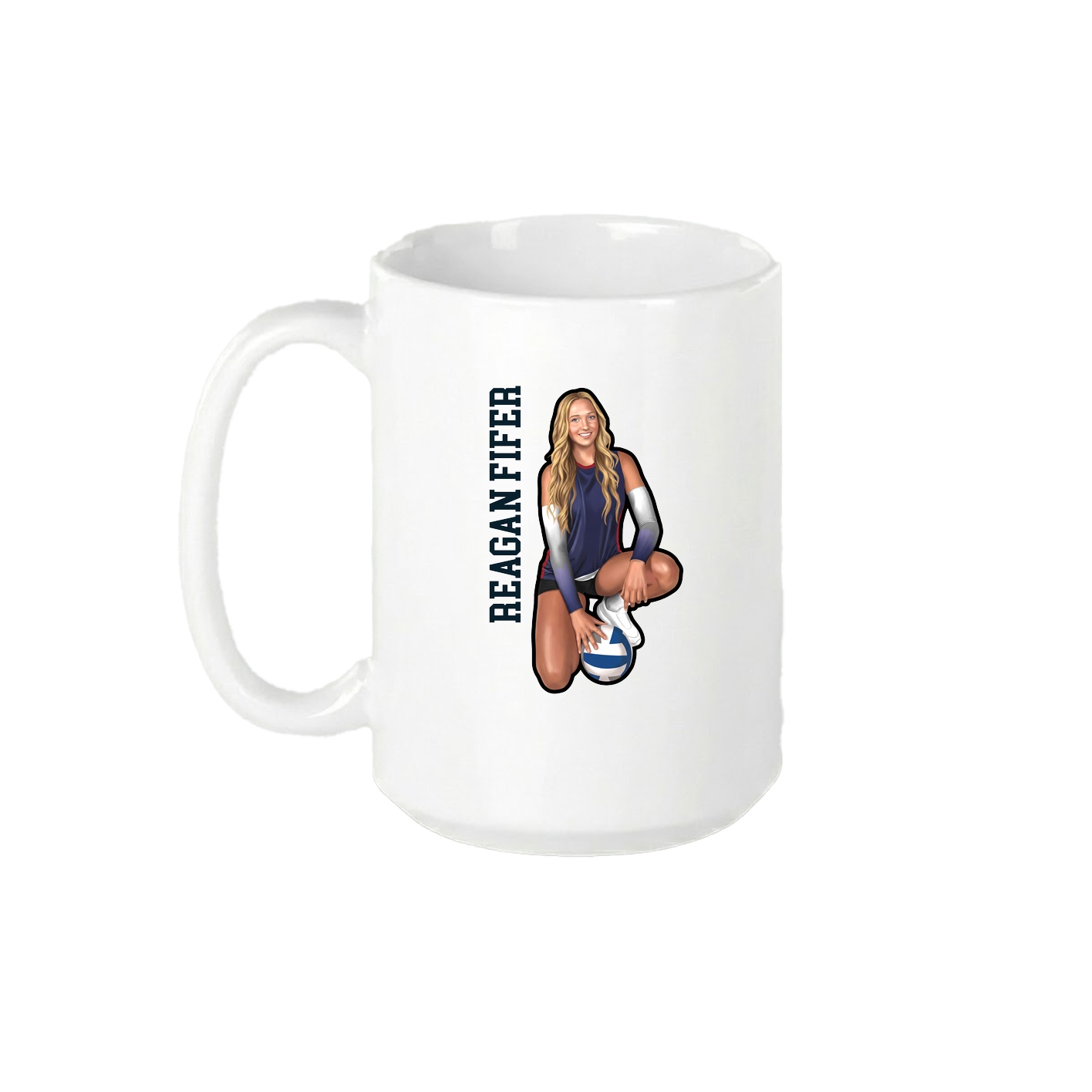 15oz Coffee Mug — Name Vertical in White