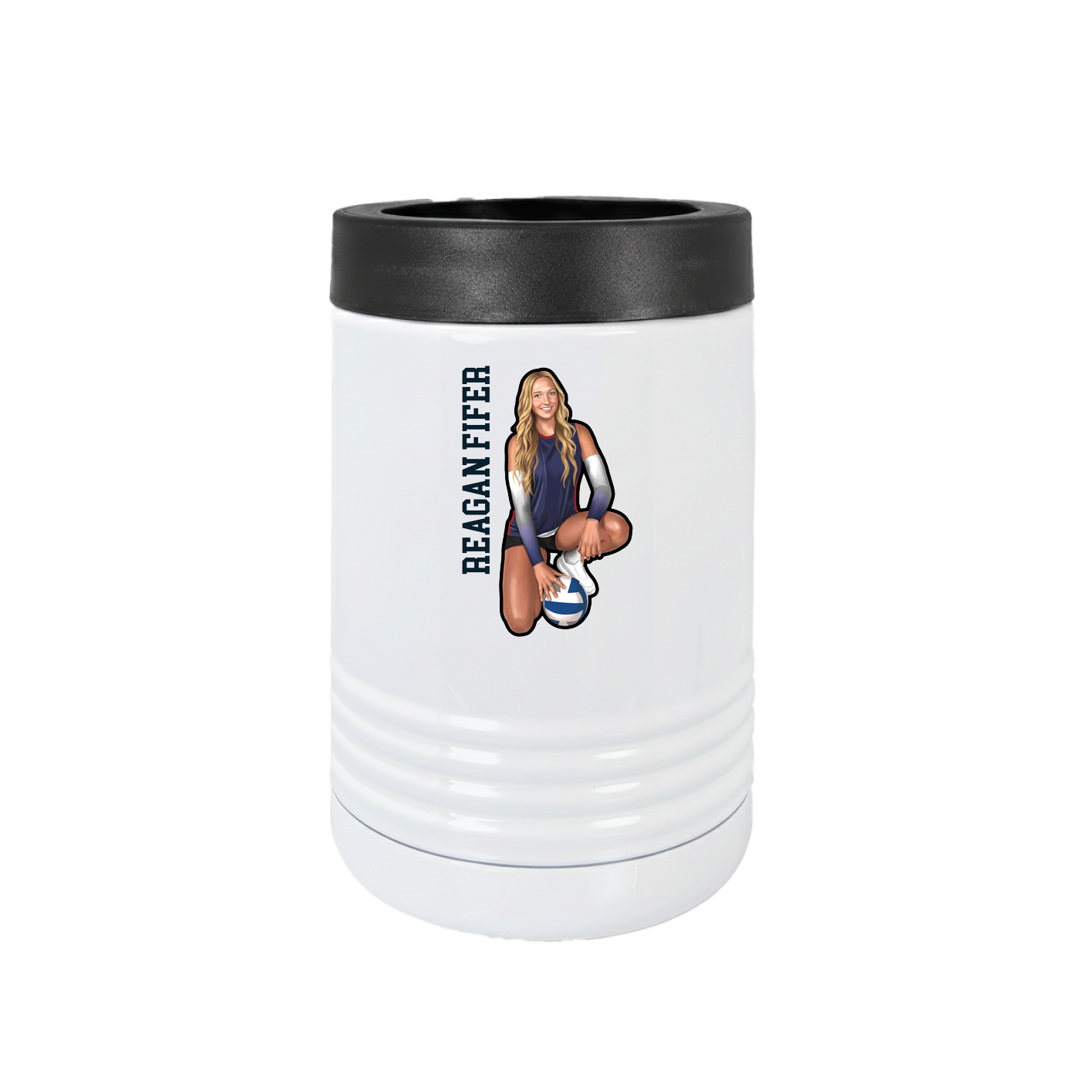 Beverage Holder — Name Vertical in White