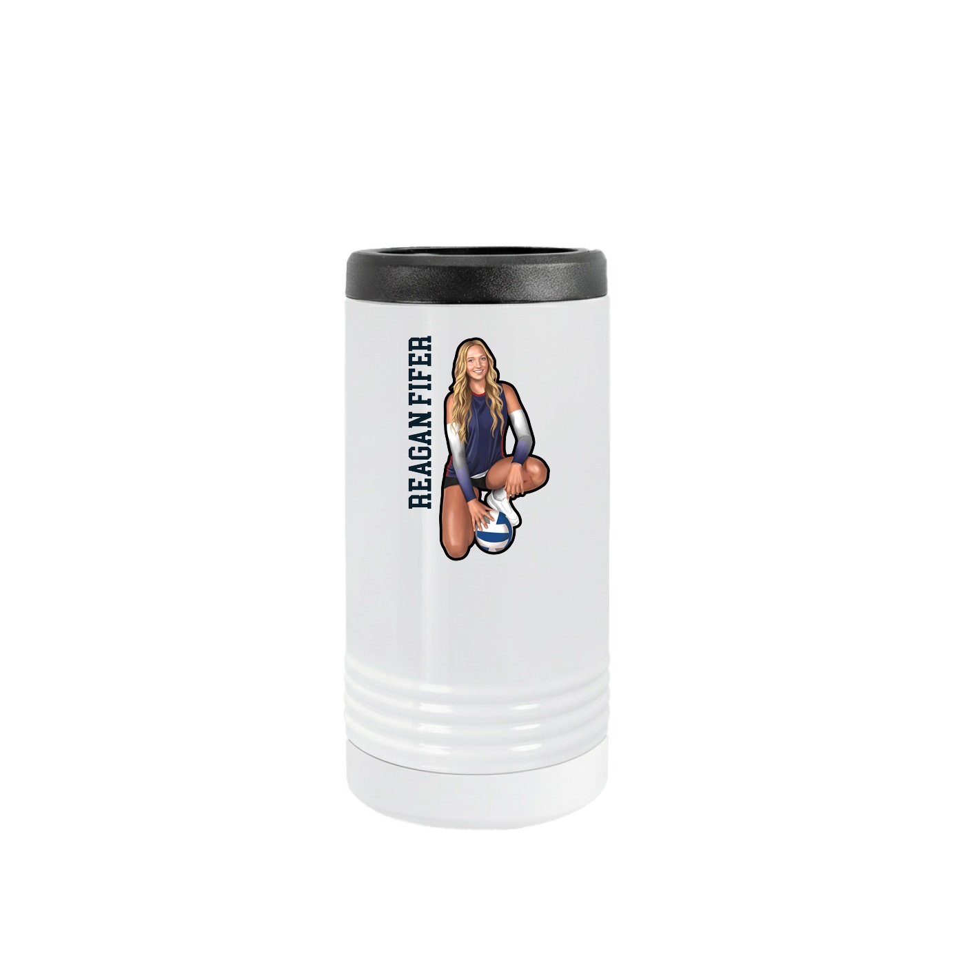 Slim Beverage Holder — Name Vertical in White