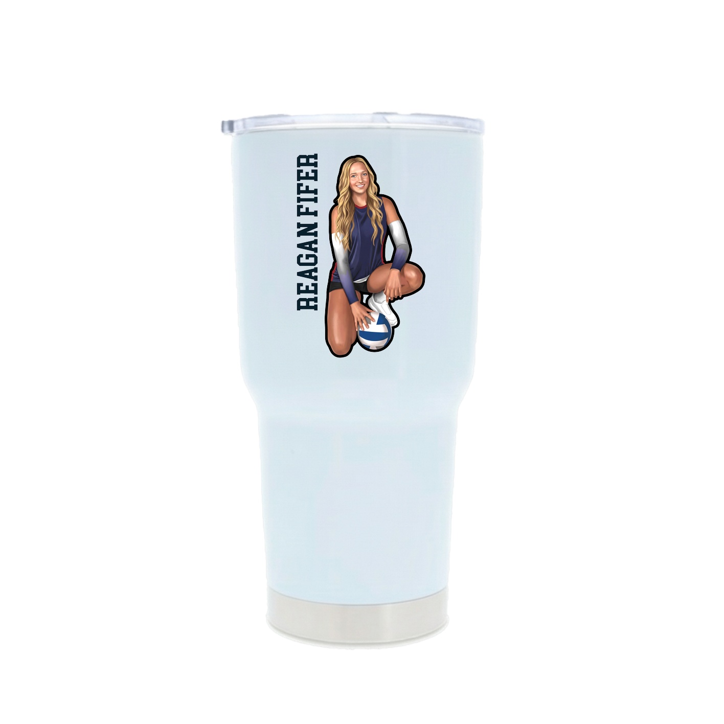 30oz Stainless Steel Tumbler — Name Vertical in White