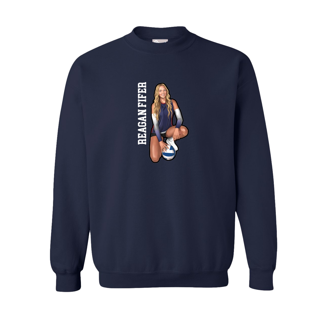 Fleece Crew — Name Vertical in Navy