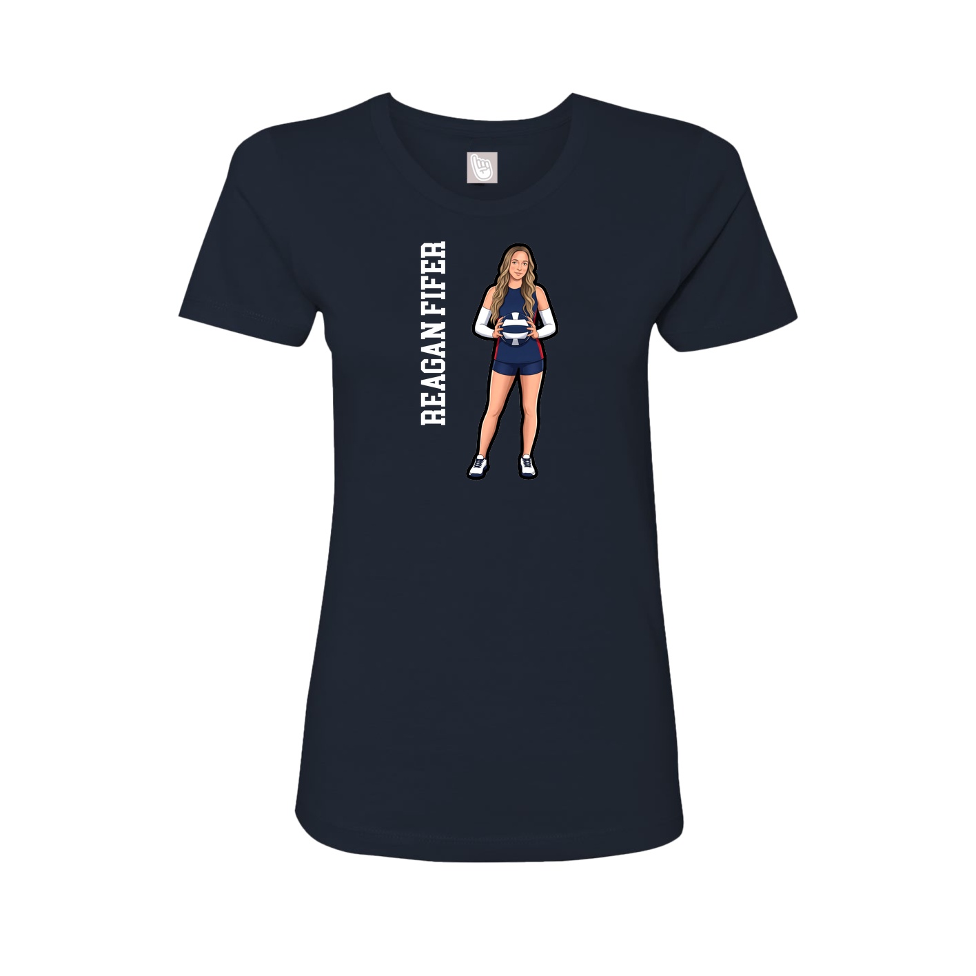 Fitted Women's Tee — Name Vertical in Navy
