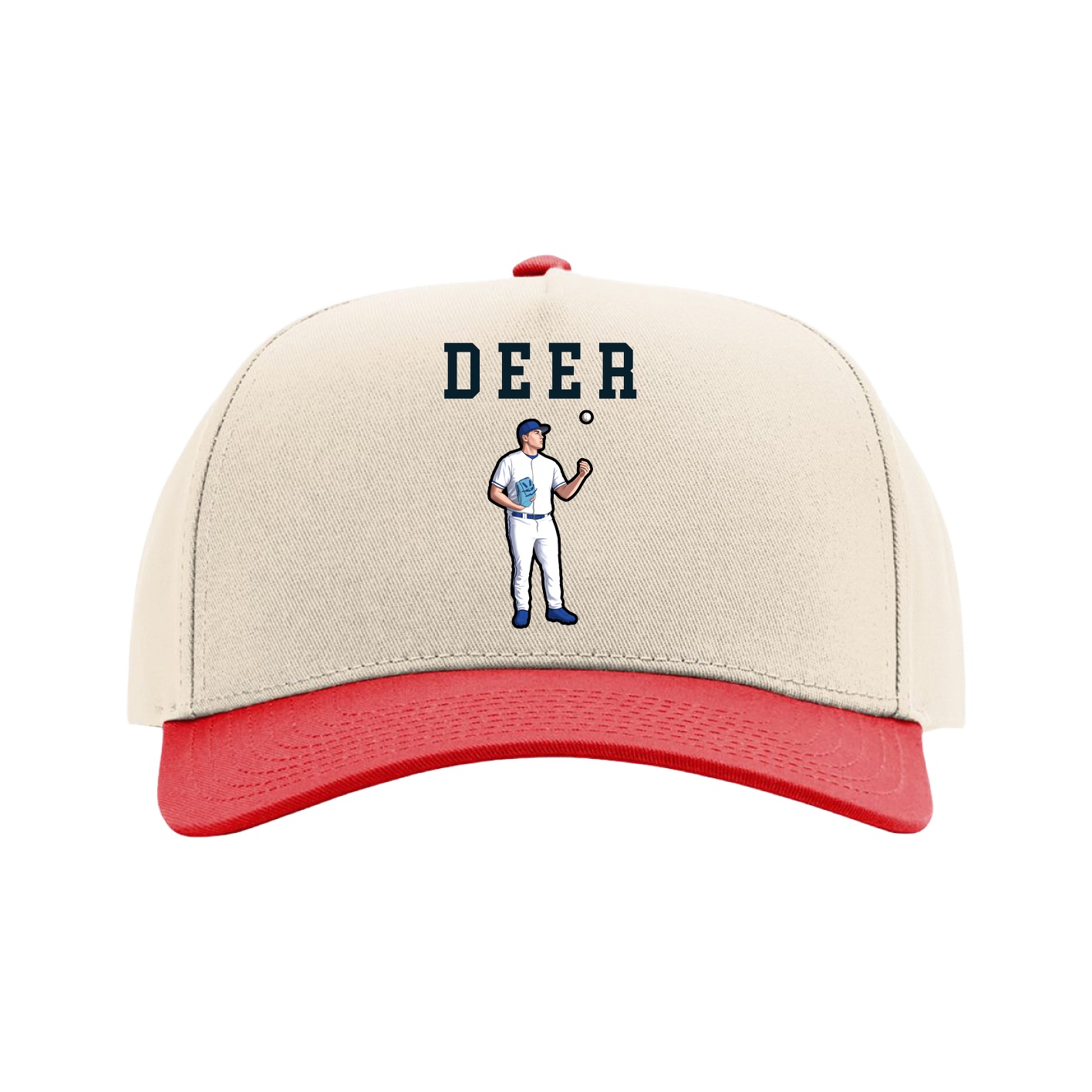 Full Fabric Five-Panel Champ Cap — Shirsey in Cream/Red