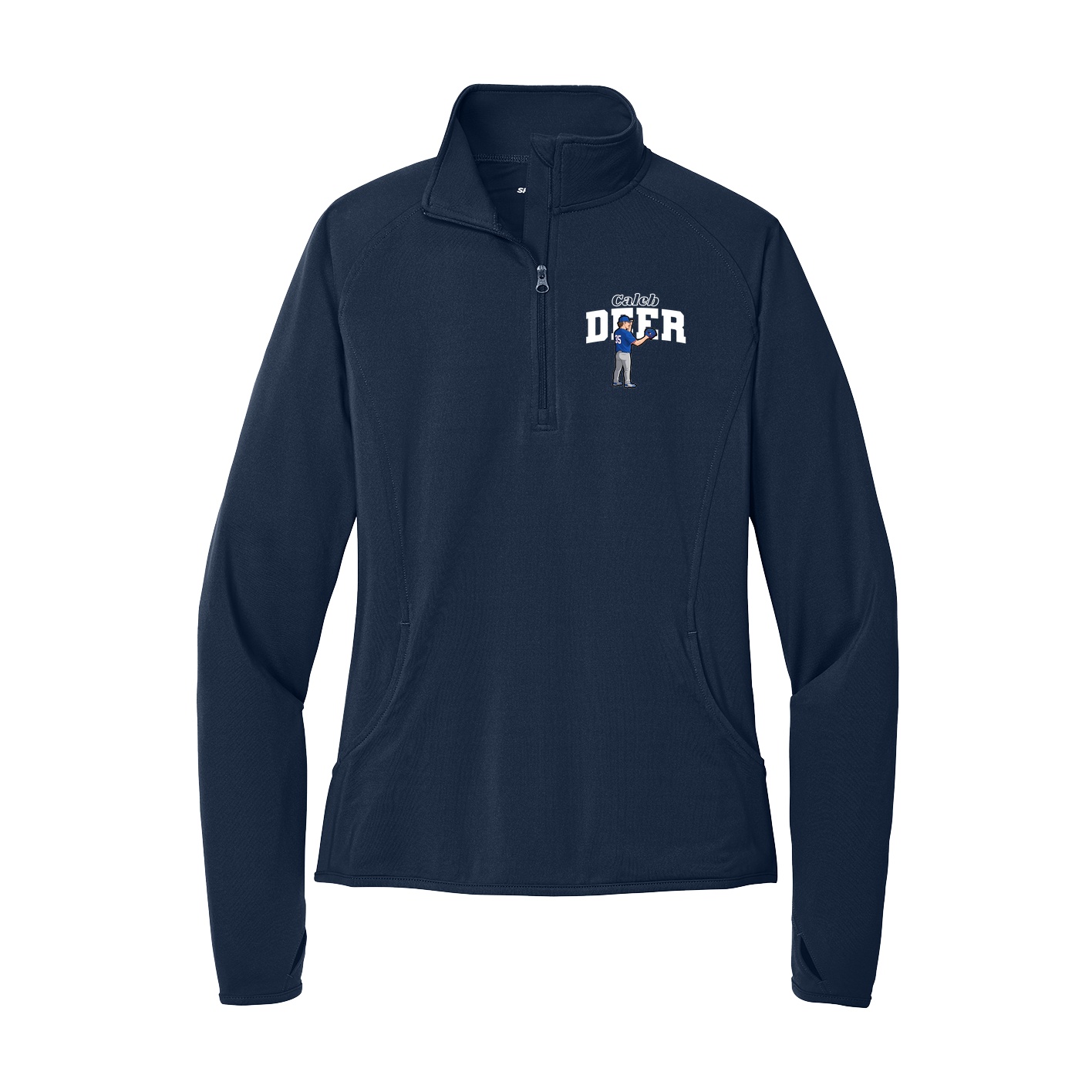 Women's Q-Zip Pullover — Name Arch in Navy