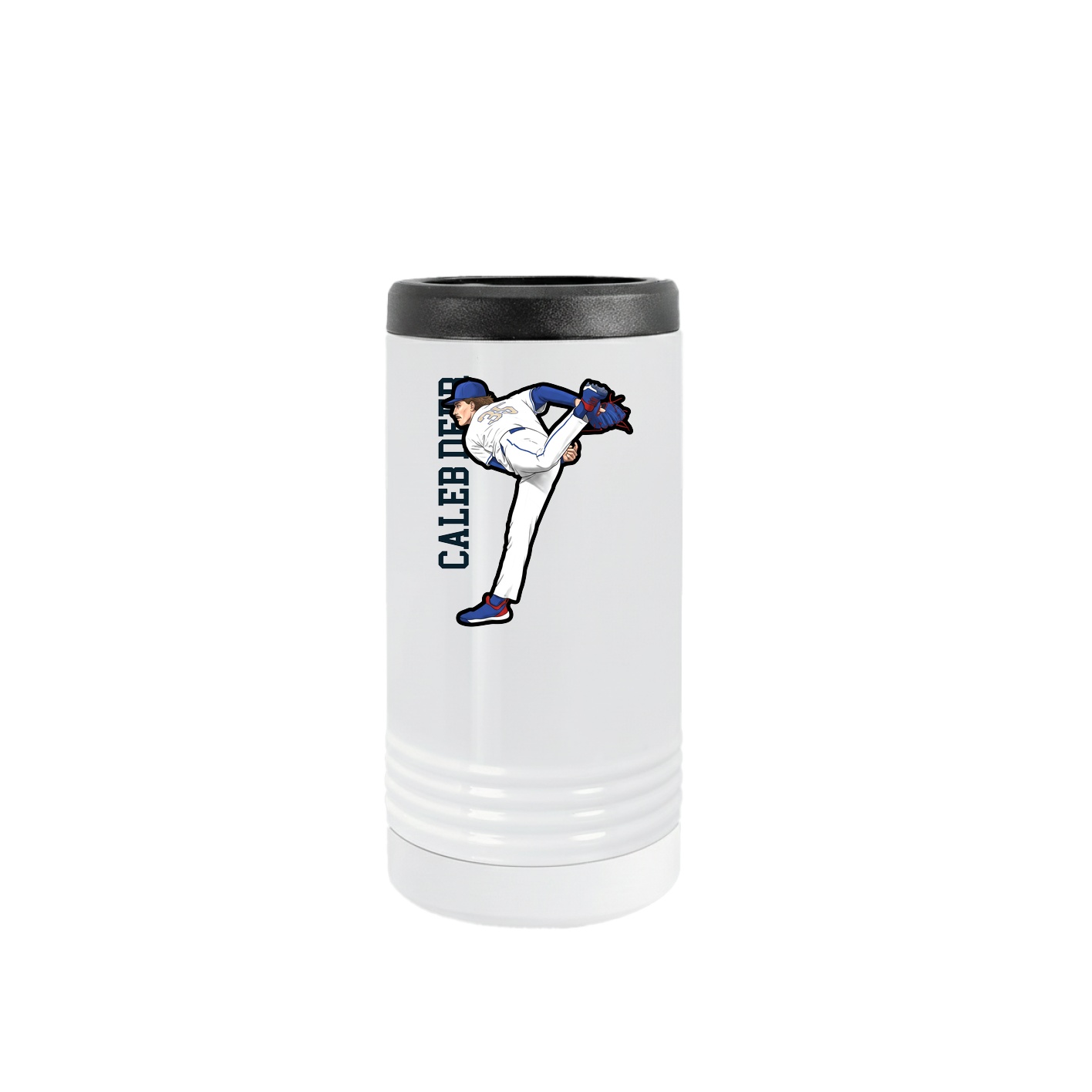 Slim Beverage Holder — Name Vertical in White