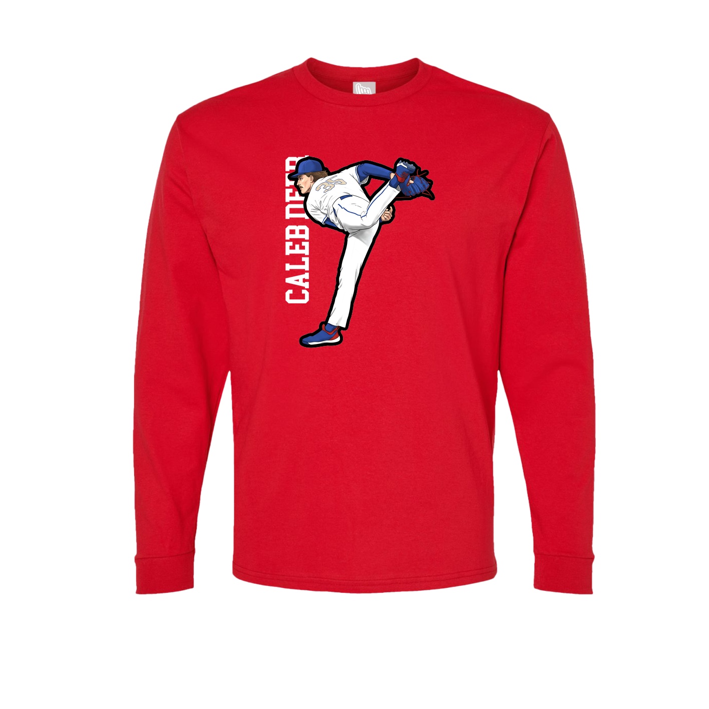 Long Sleeve Tee — Name Vertical in Red