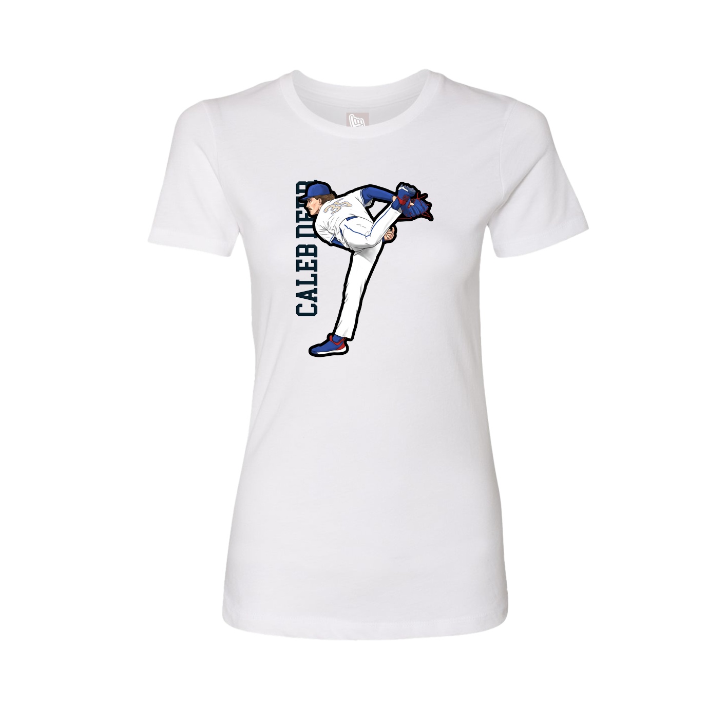 Fitted Women's Tee — Name Vertical in White