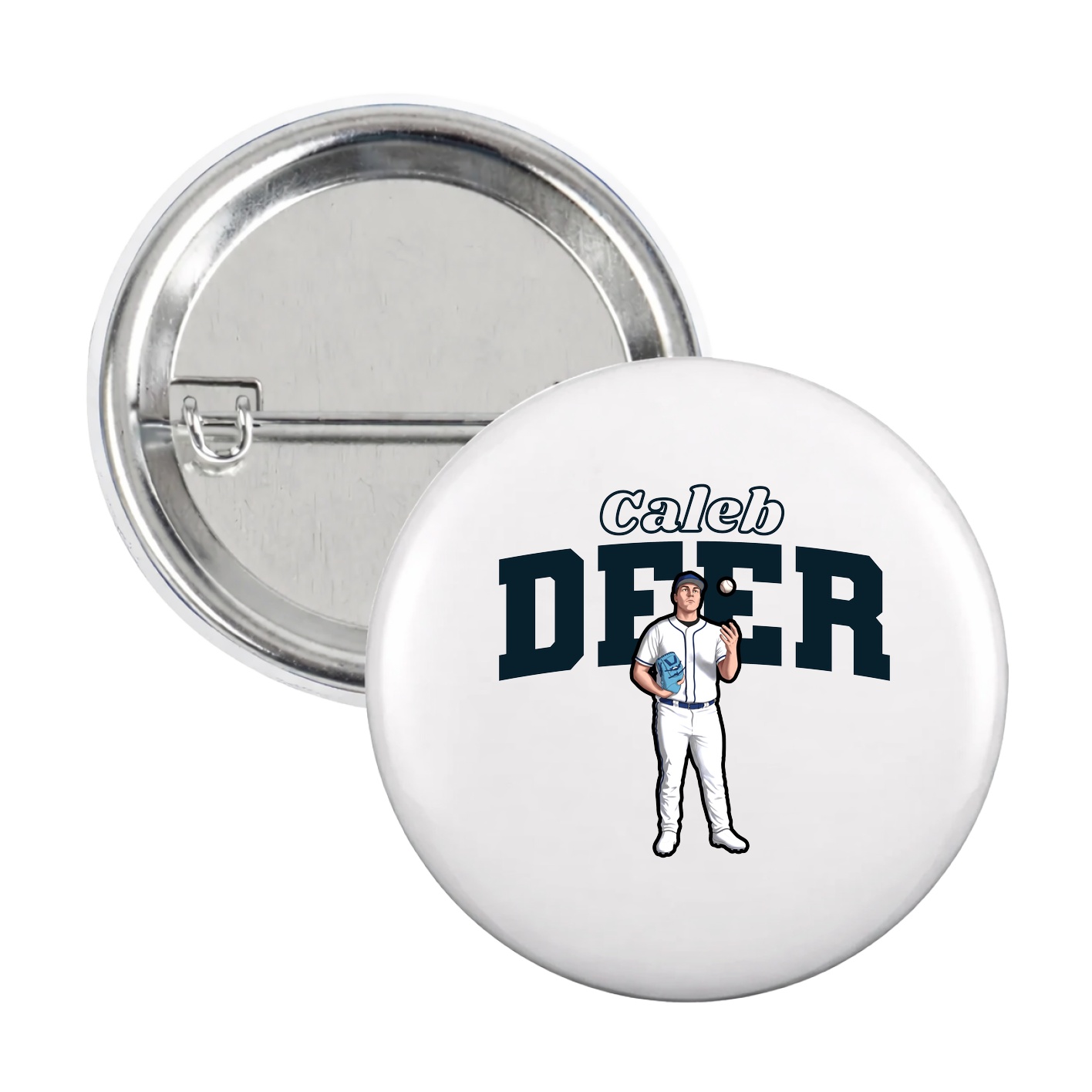 Game Day Button — Name Arch in White