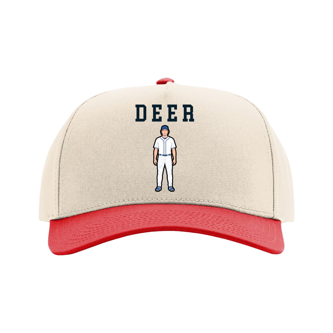 Full Fabric Five-Panel Champ Cap — Shirsey in Cream/Red