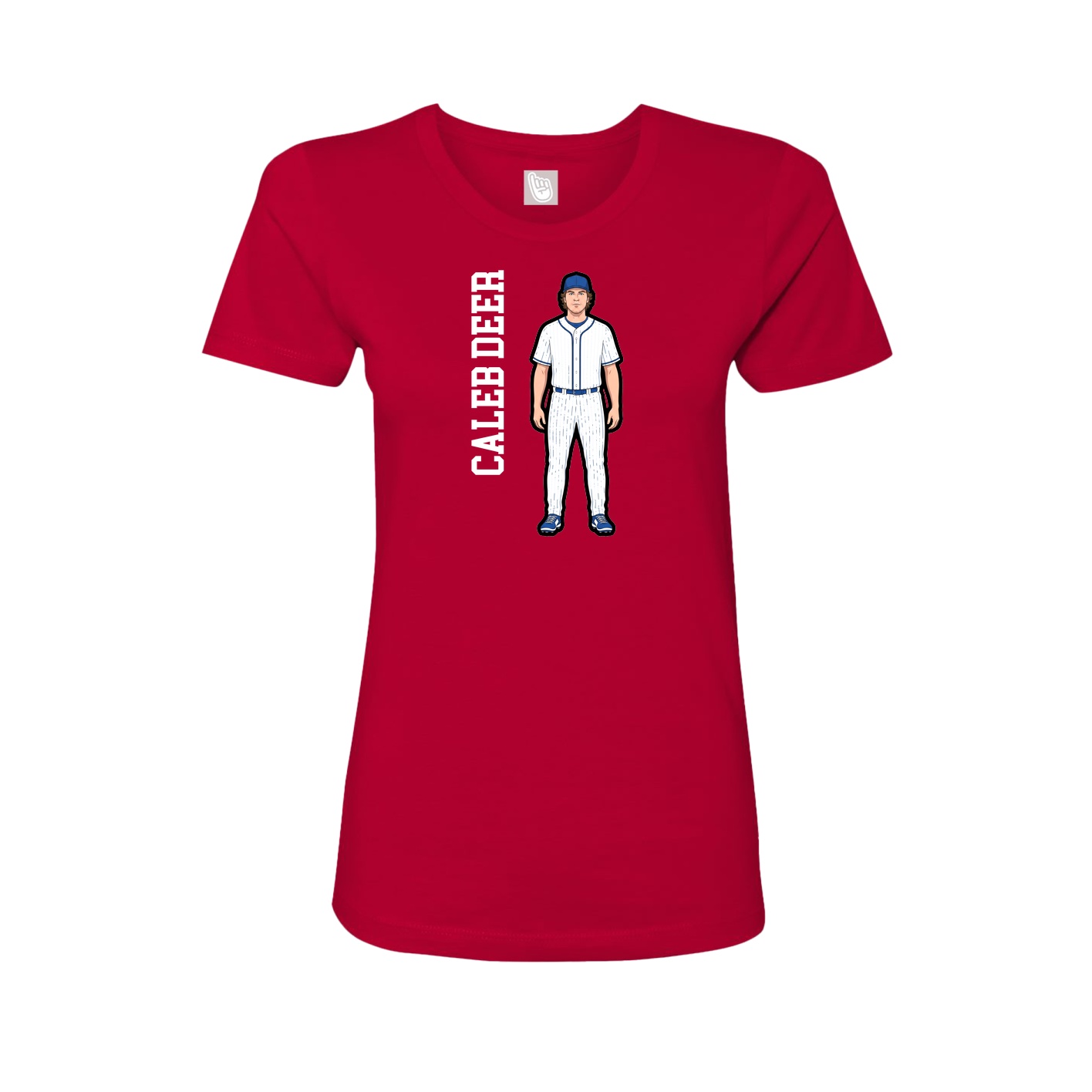 Fitted Women's Tee — Name Vertical in Red