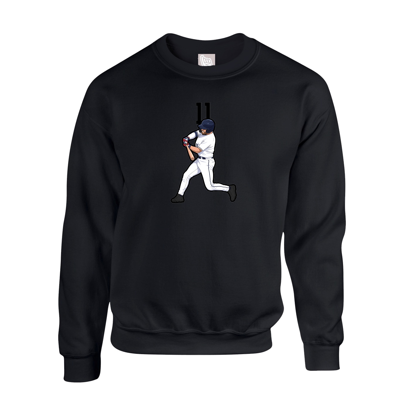 Fleece Crew — Number Top in Black