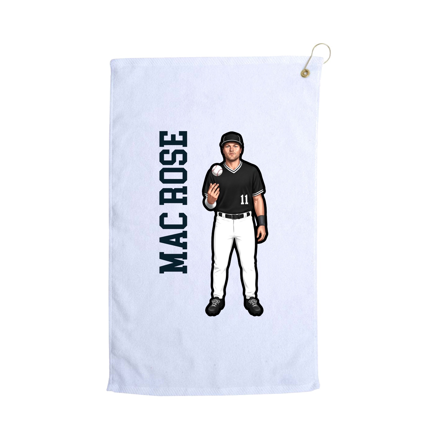 Golf Towel — Name Vertical in White