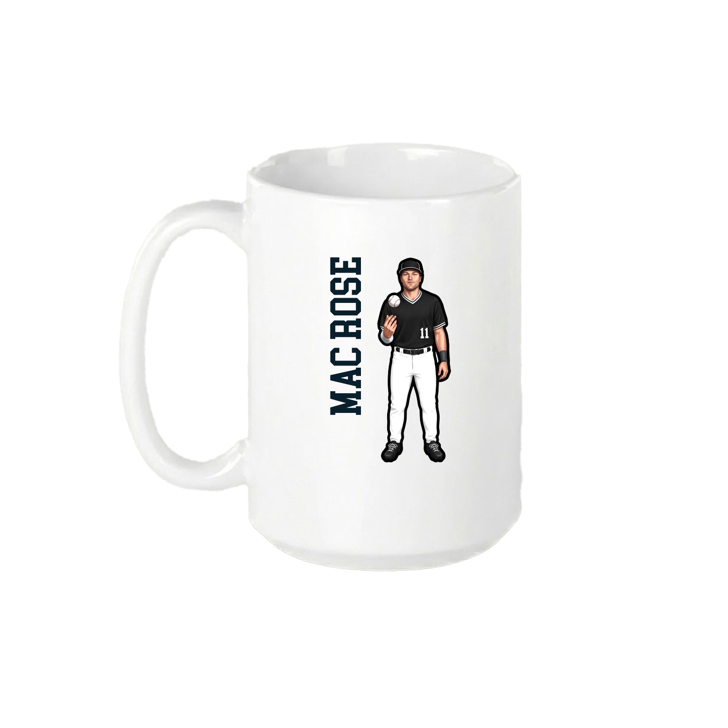 15oz Coffee Mug — Name Vertical in White