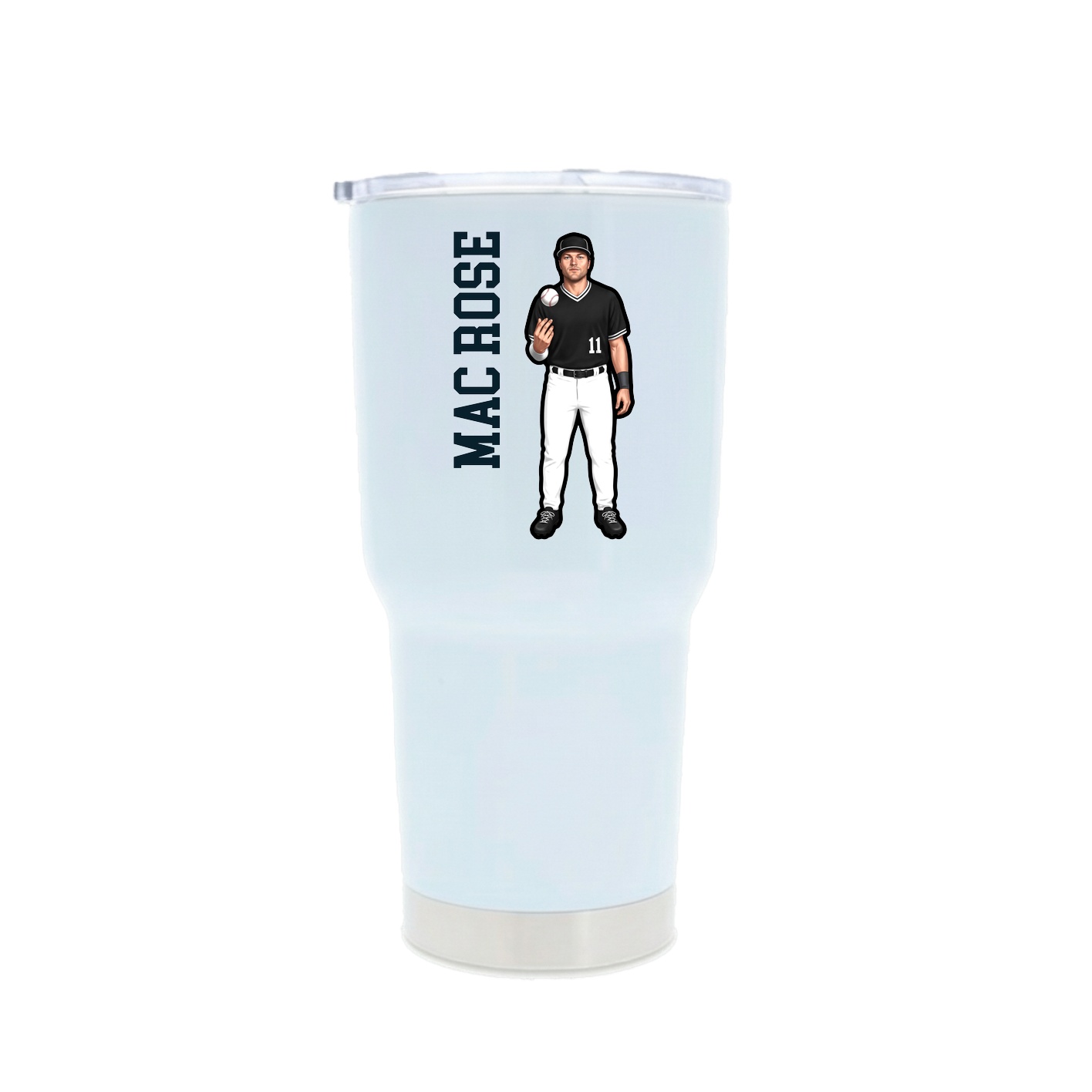 30oz Stainless Steel Tumbler — Name Vertical in White