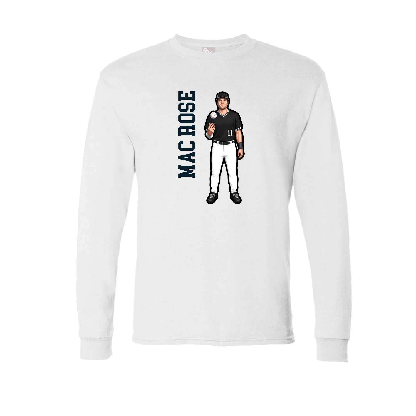 Long Sleeve Tee — Name Vertical in White