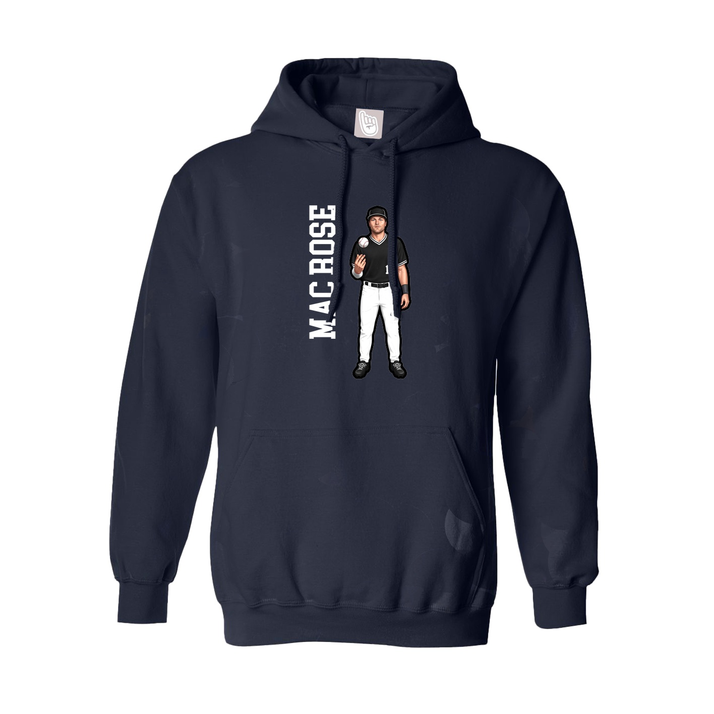 Hoodie — Name Vertical in Navy