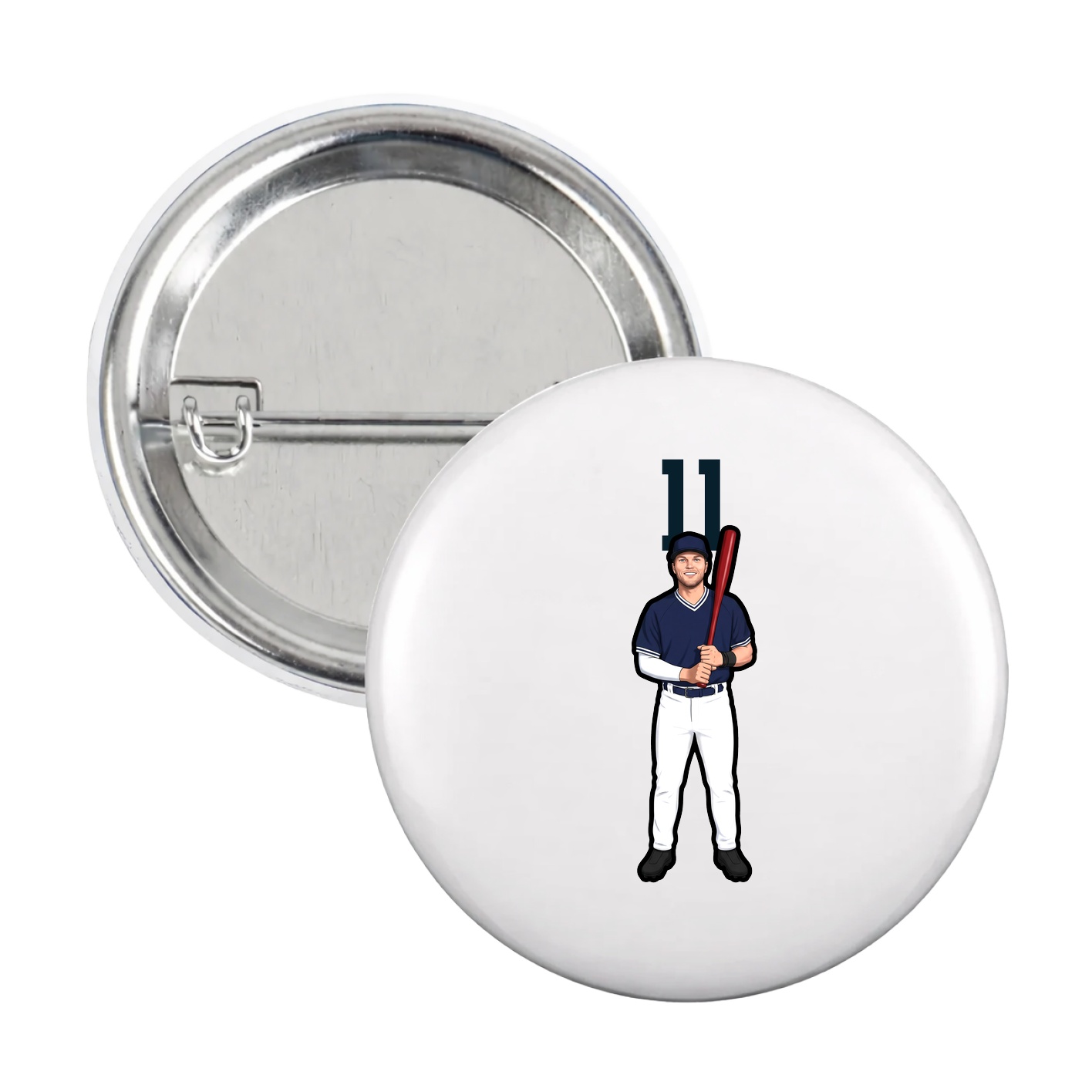 Game Day Button — Number Top in White