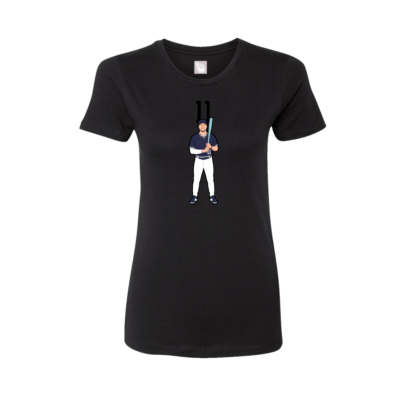 Fitted Women's Tee — Number Top in Black