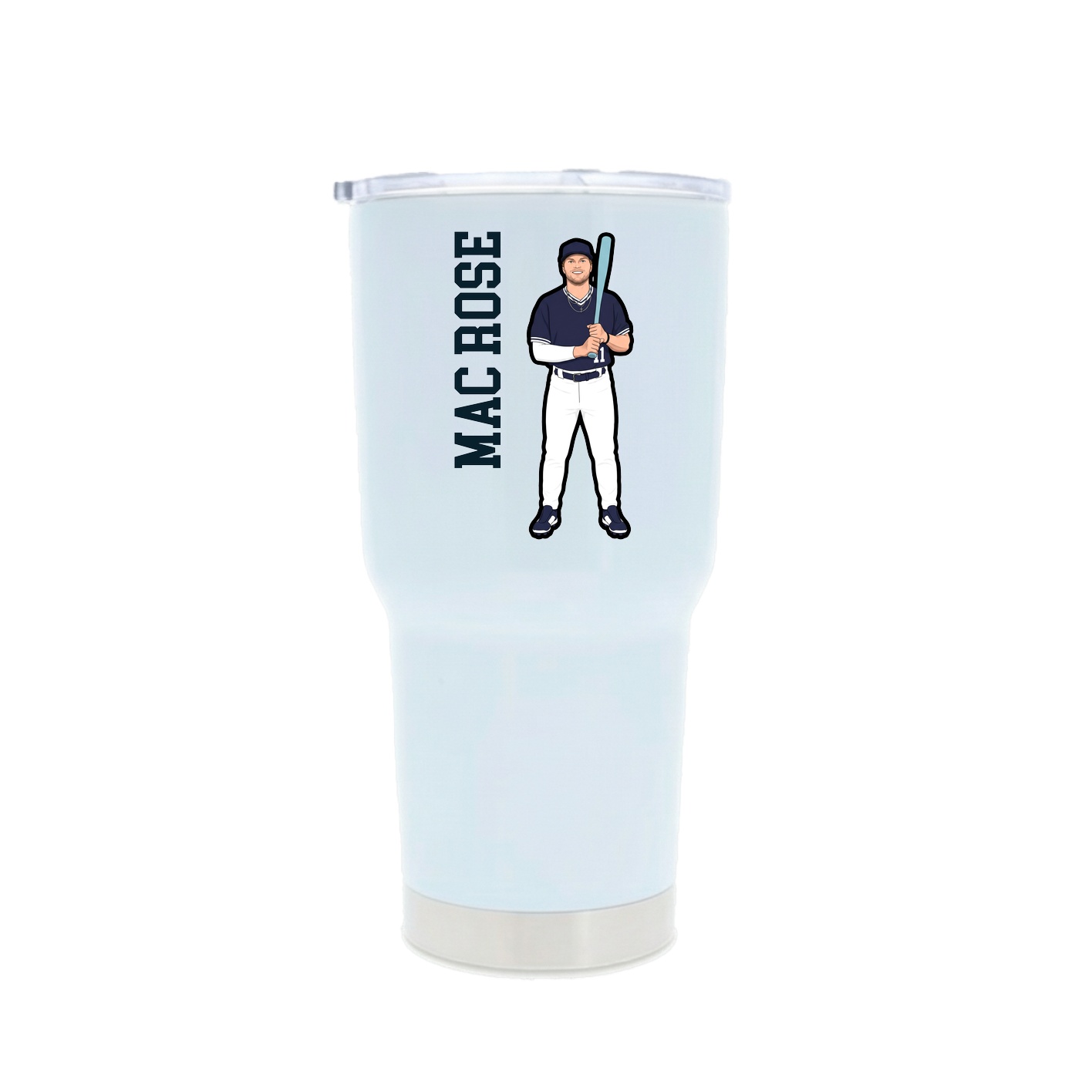 30oz Stainless Steel Tumbler — Name Vertical in White