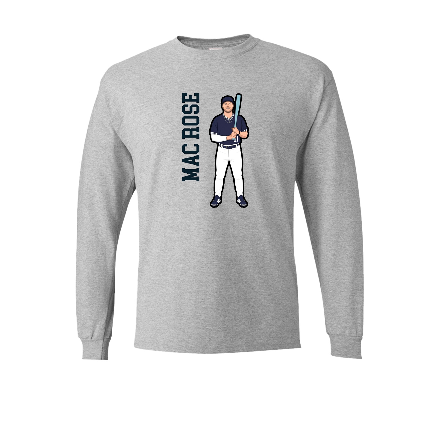Long Sleeve Tee — Name Vertical in Grey