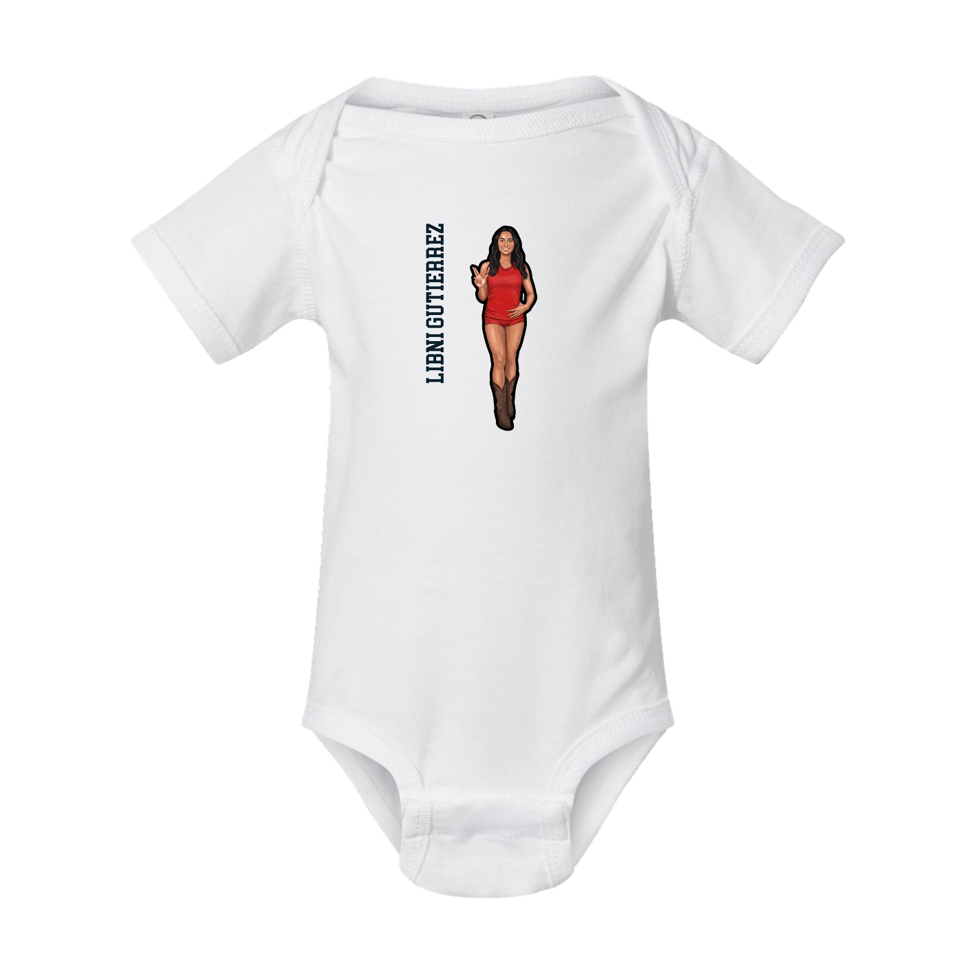 Baby Onesie — Name Vertical in White