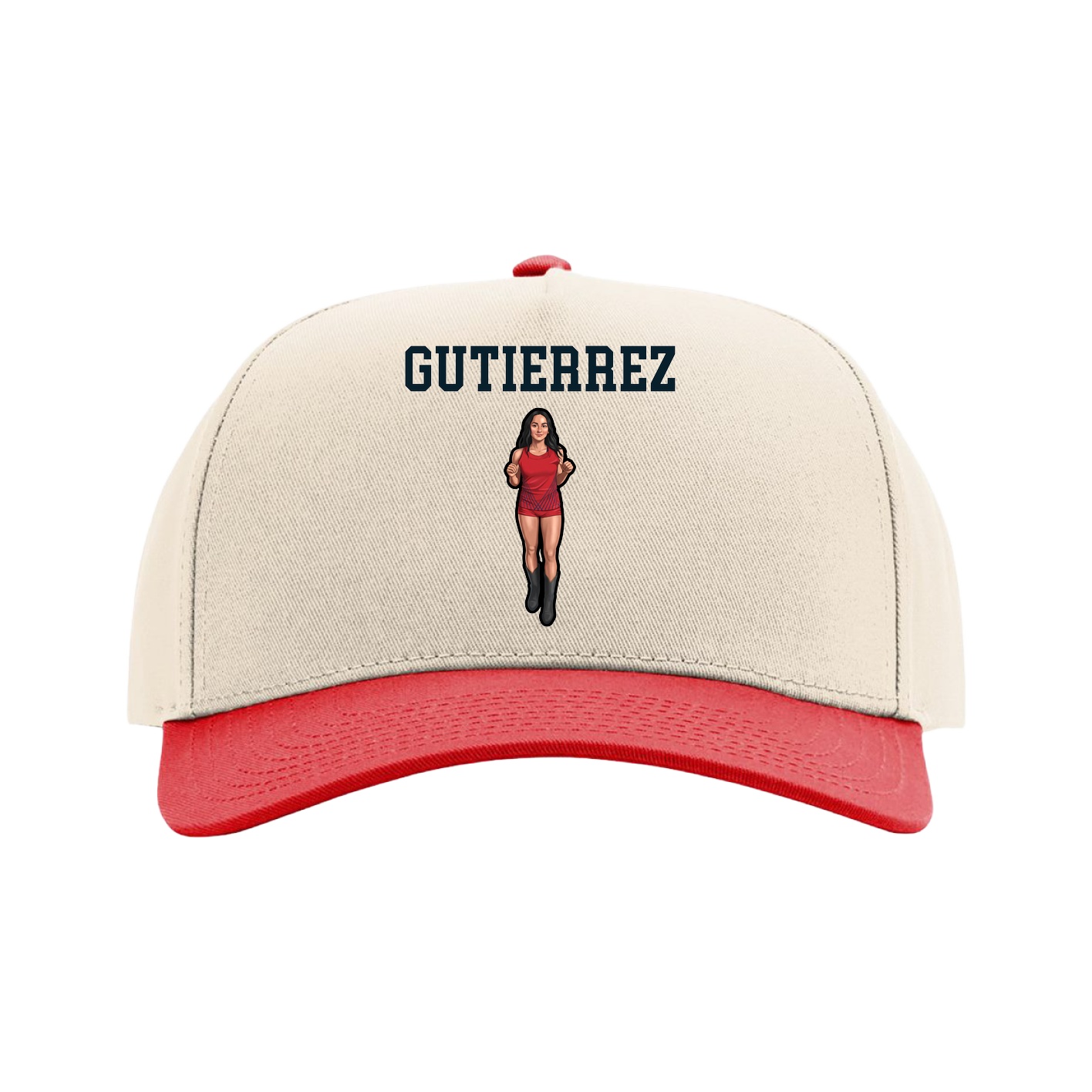 Full Fabric Five-Panel Champ Cap — Shirsey in Cream/Red