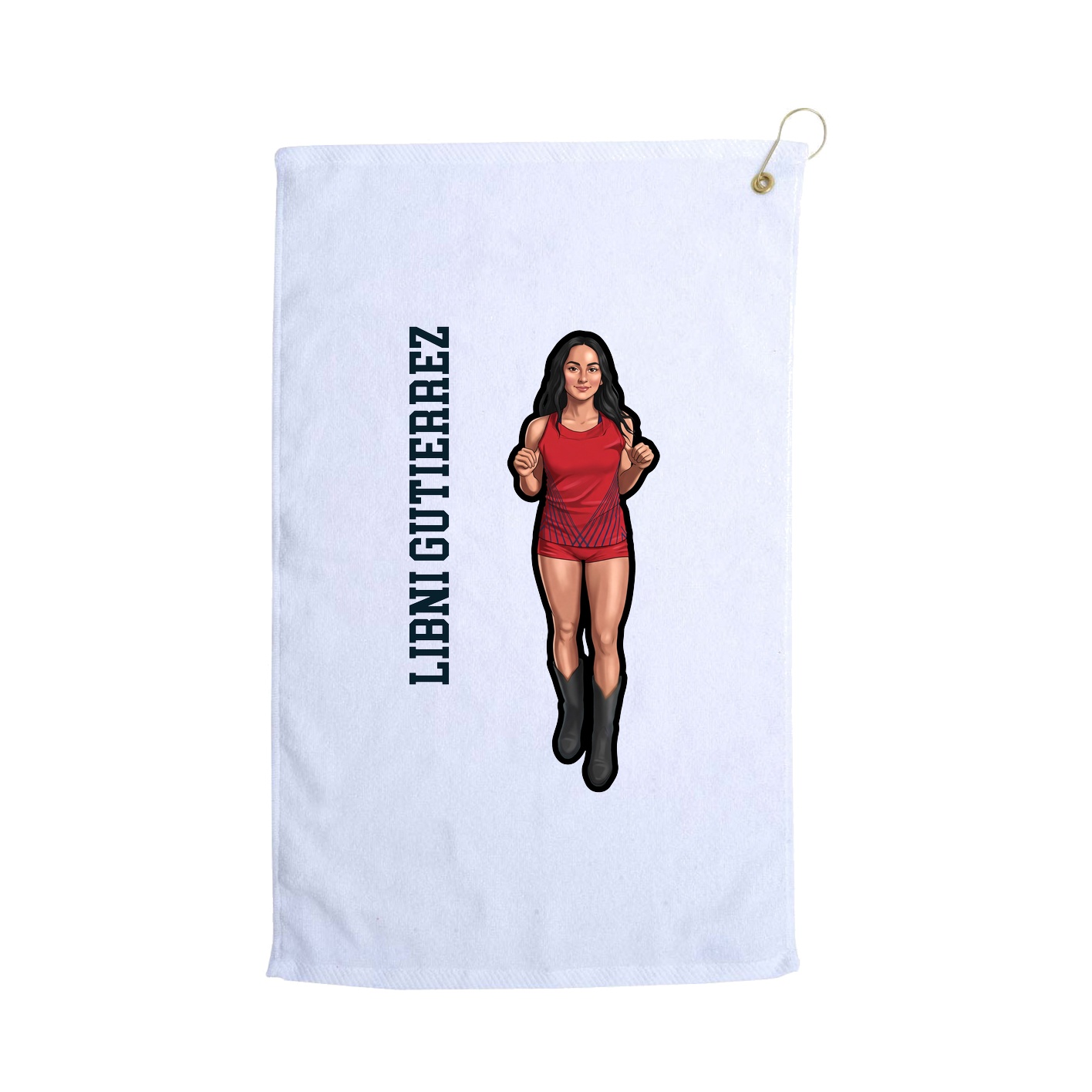 Golf Towel — Name Vertical in White