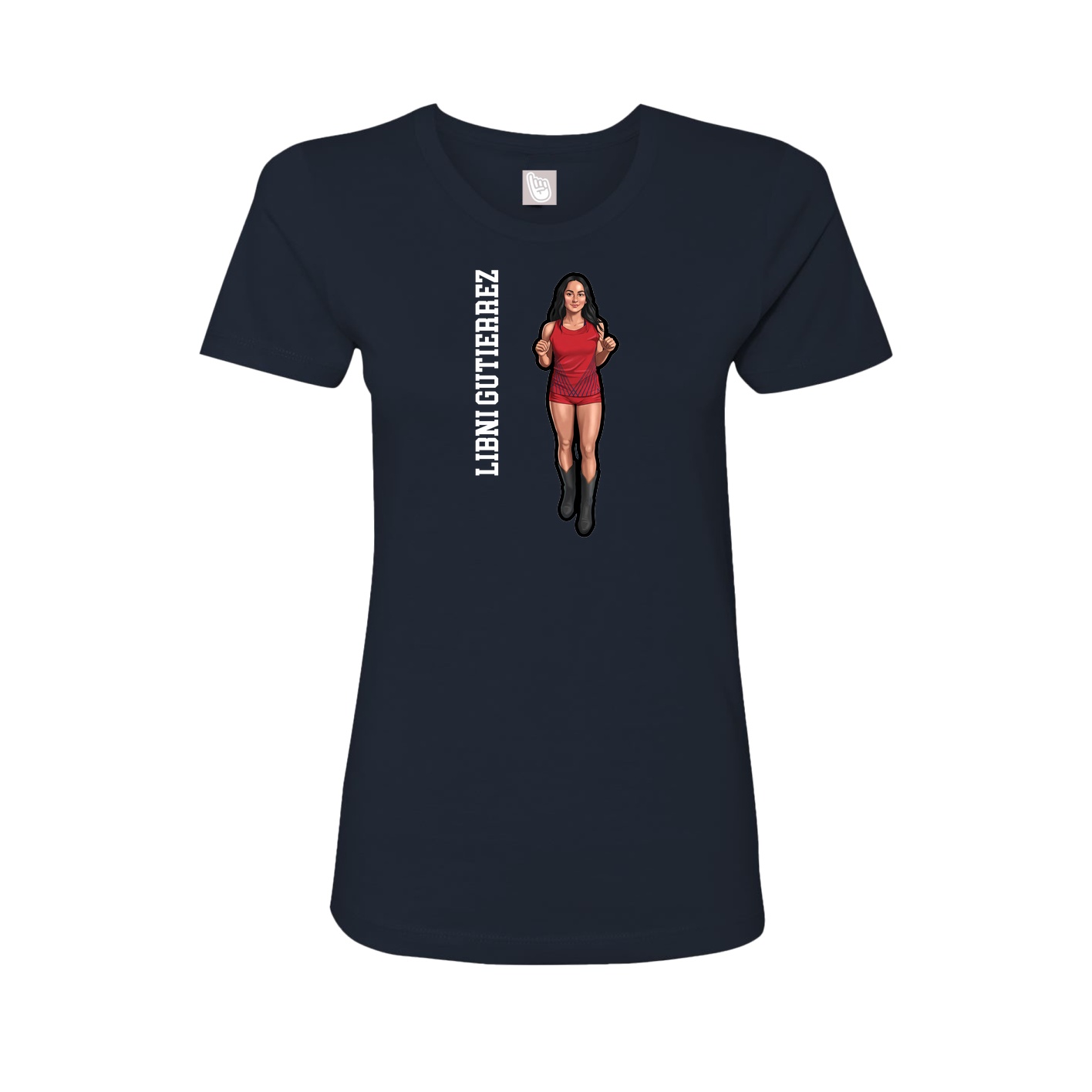 Fitted Women's Tee — Name Vertical in Navy