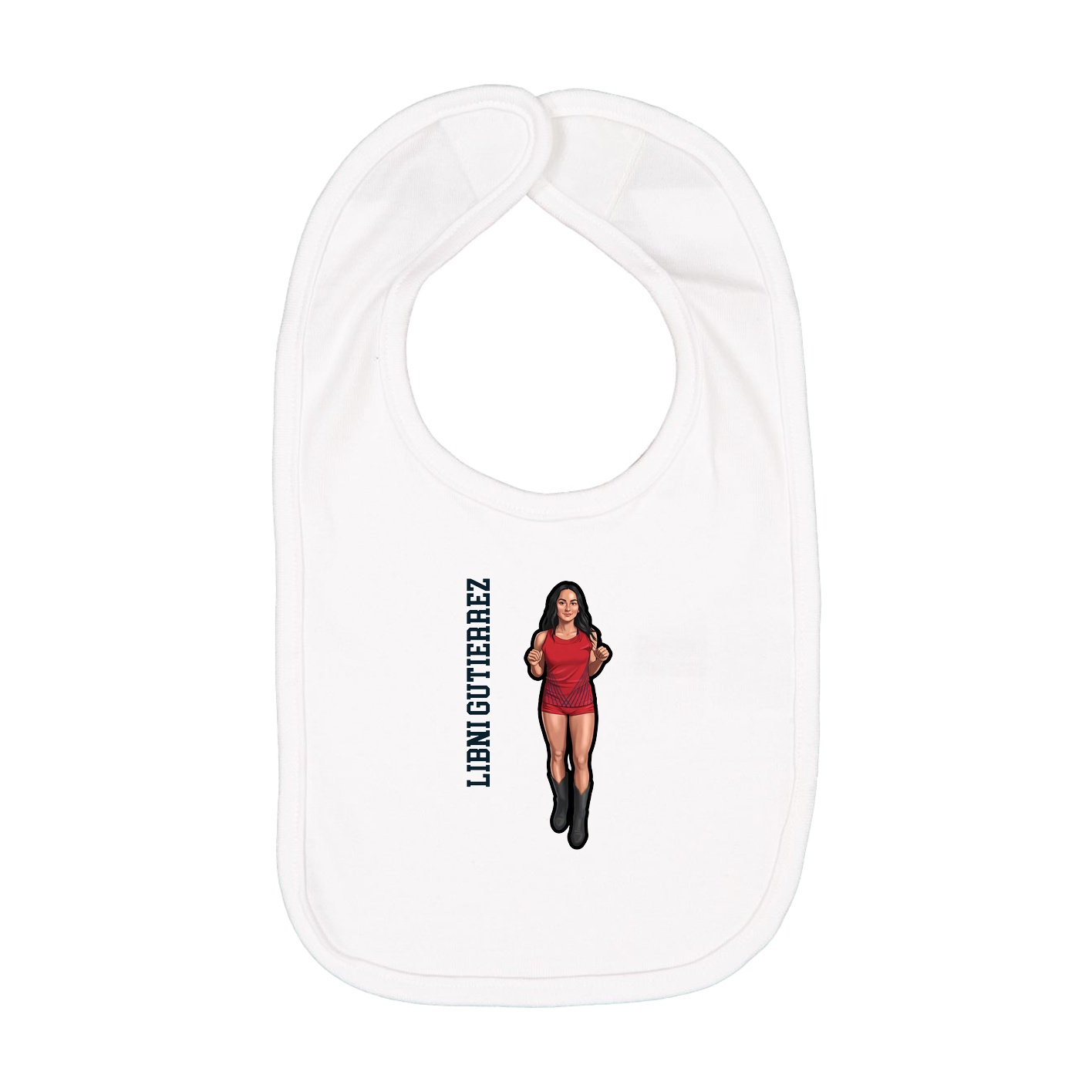 Infant Bib — Name Vertical in White