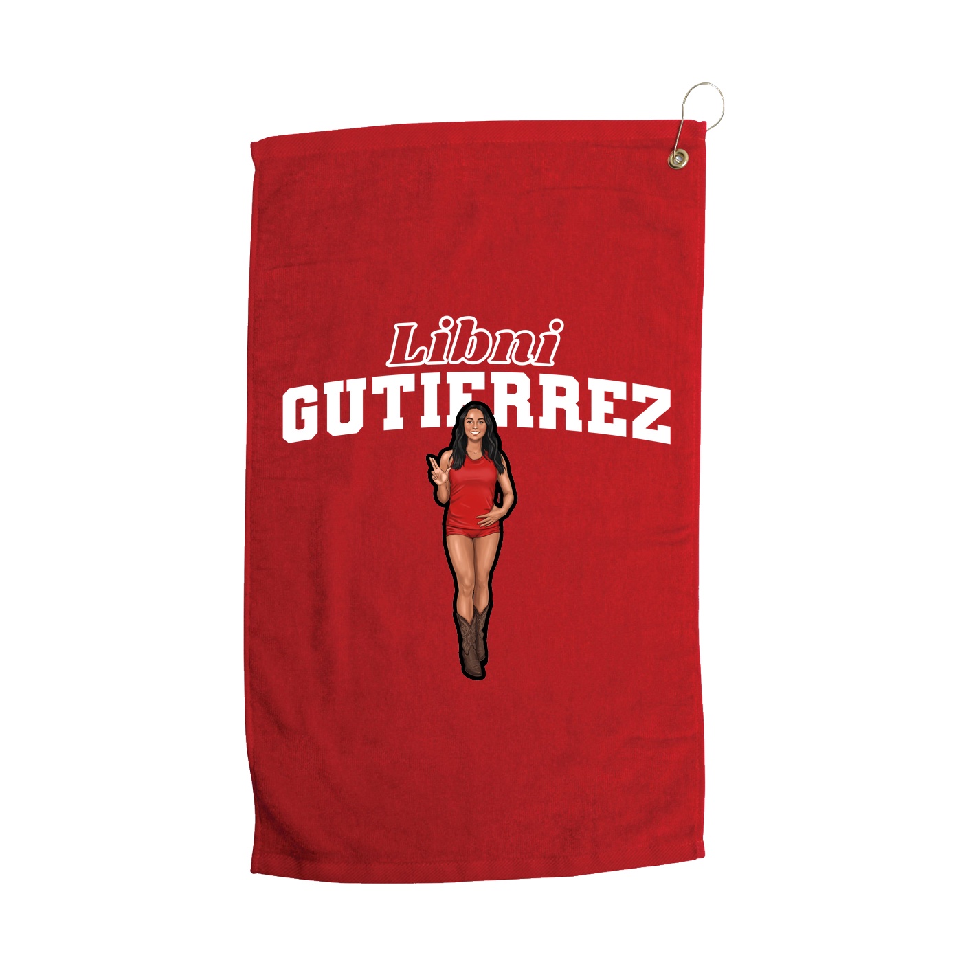 Golf Towel — Name Arch in Red