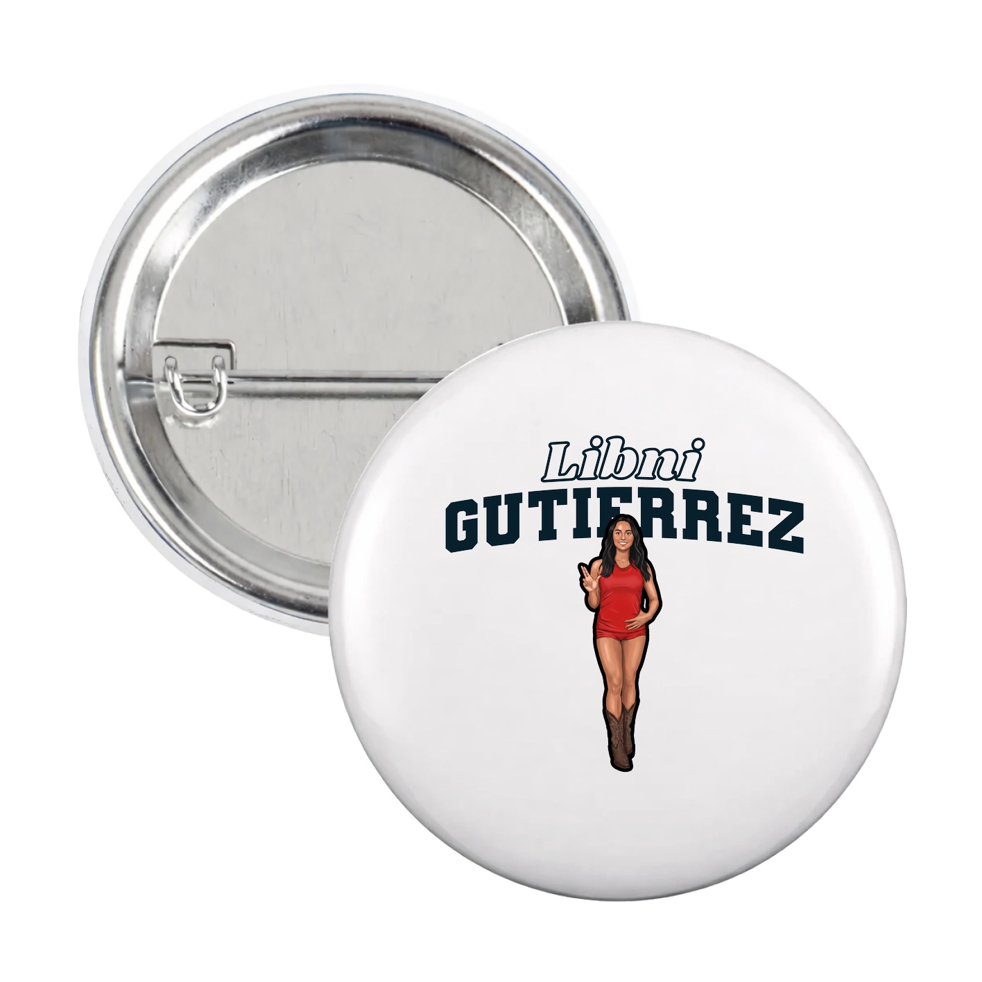 Game Day Button — Name Arch in White