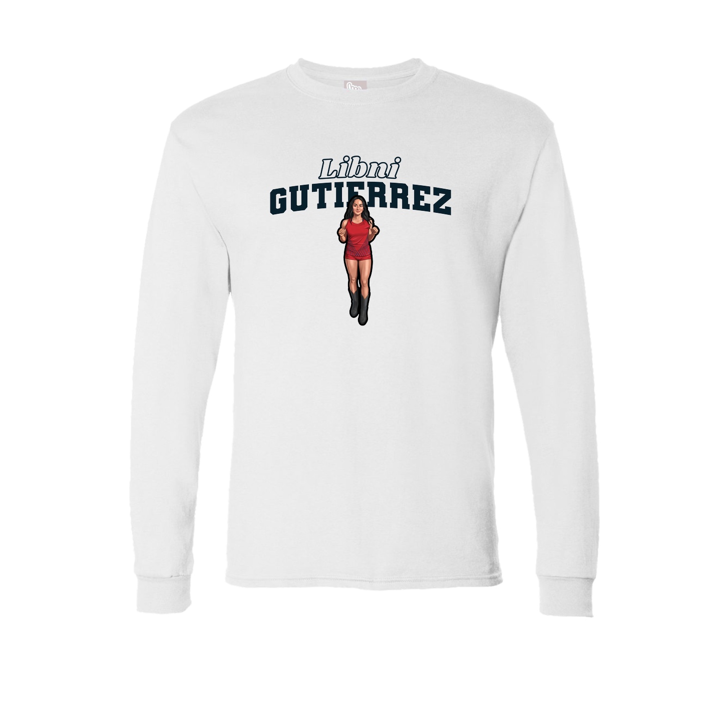 Long Sleeve Tee — Name Arch in White
