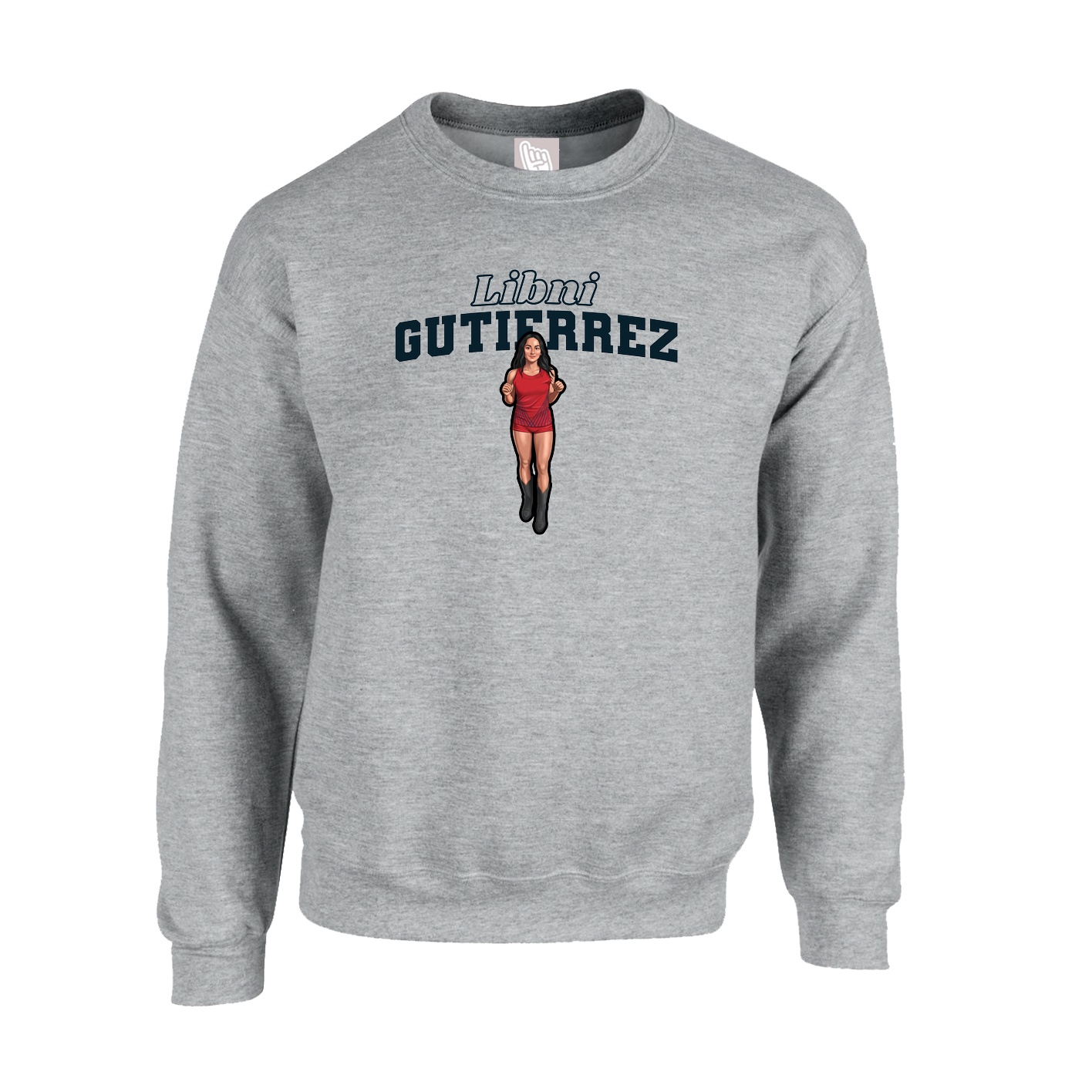 Fleece Crew — Name Arch in Grey