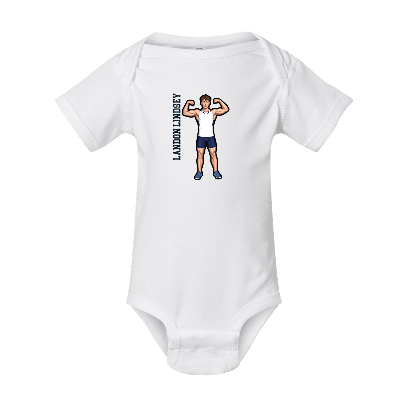 Baby Onesie — Name Vertical in White