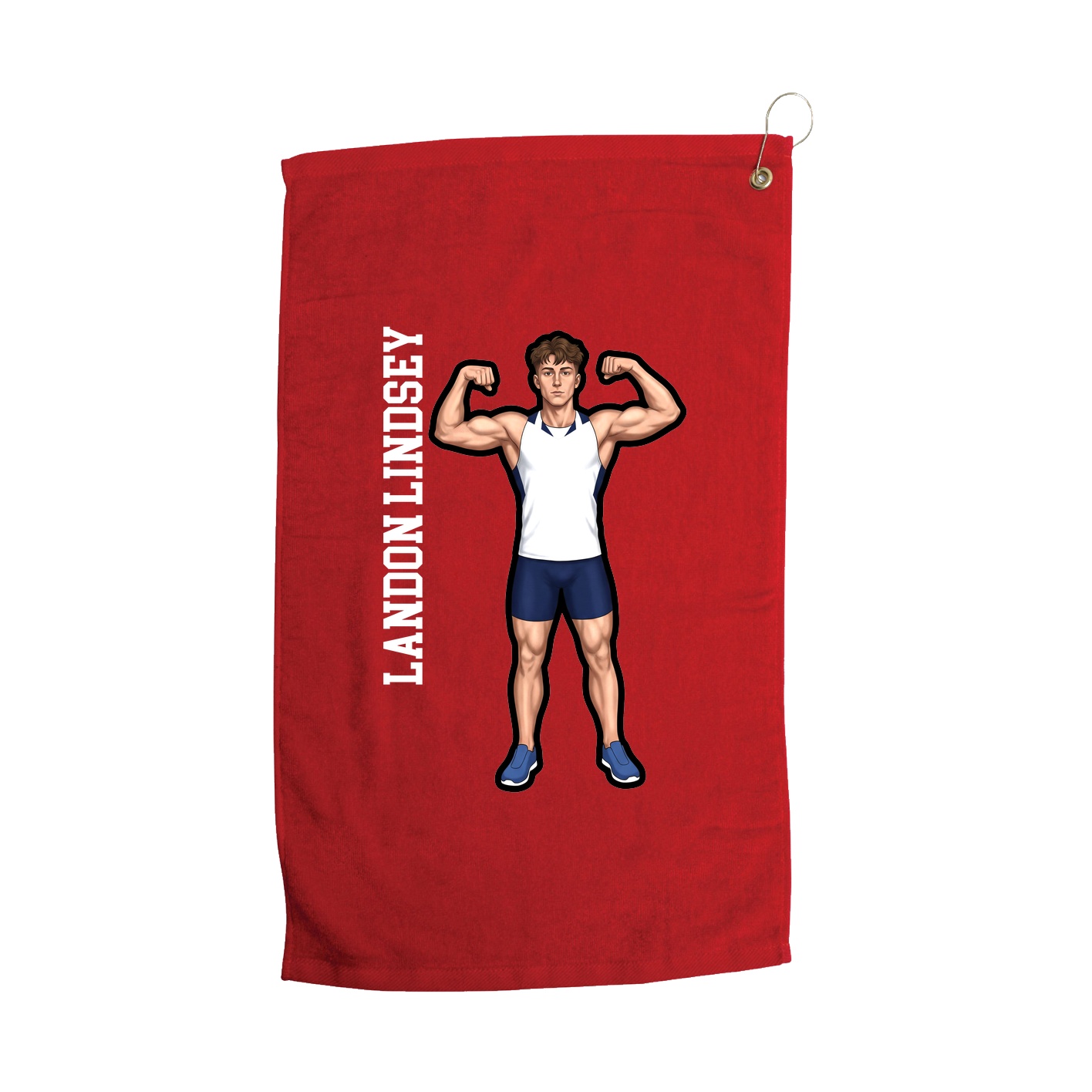 Golf Towel — Name Vertical in Red