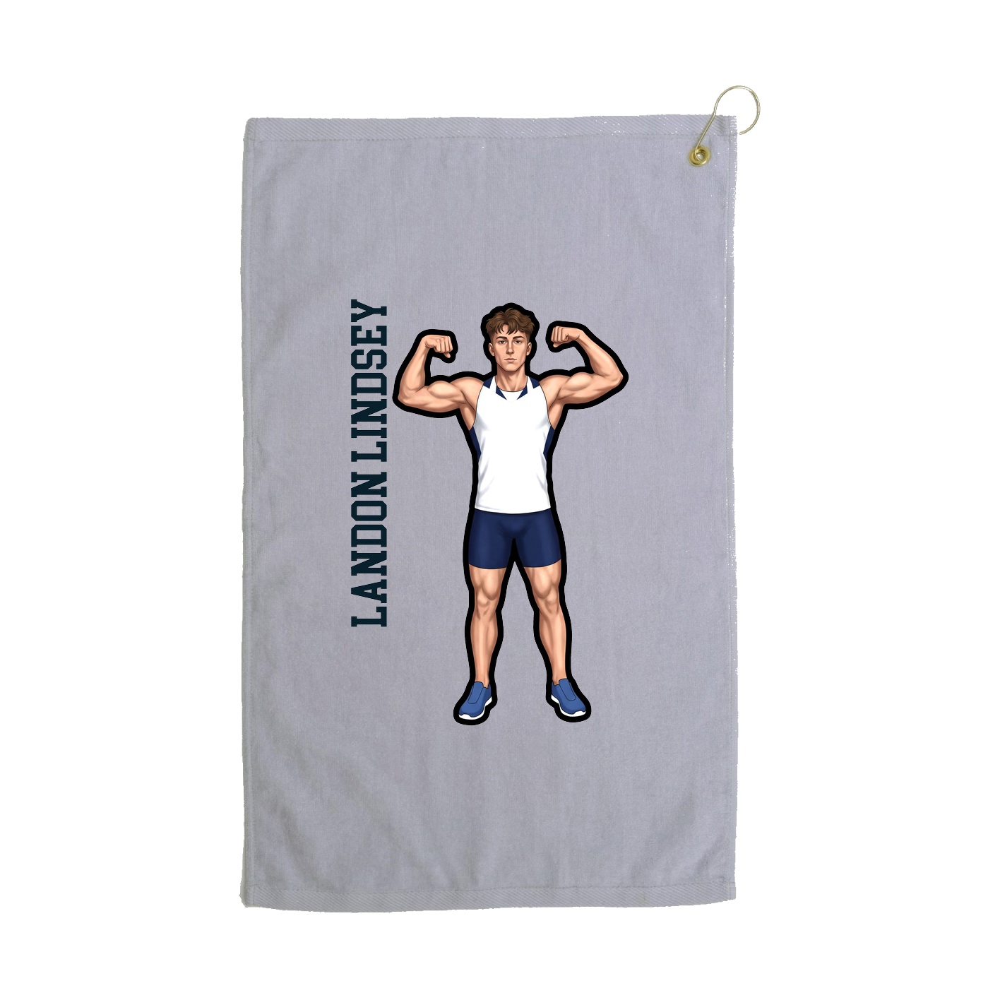Golf Towel — Name Vertical in Grey