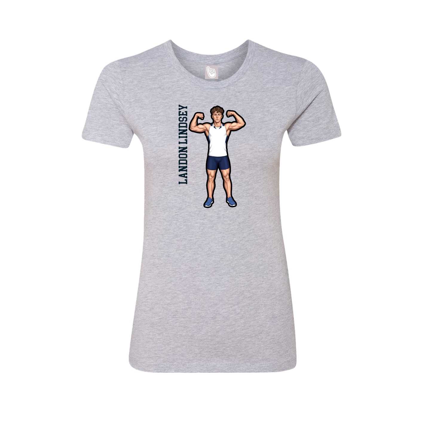 Womens Tee — Name Vertical in Grey
