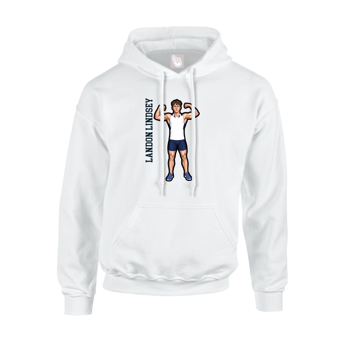 Youth Hoodie — Name Vertical in White