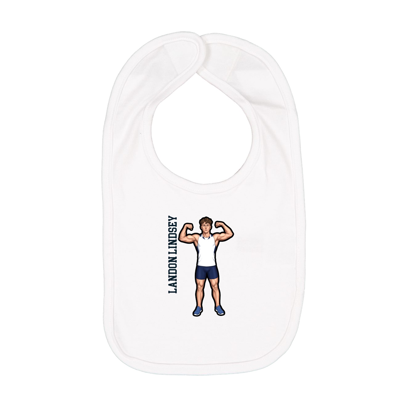 Infant Bib — Name Vertical in White