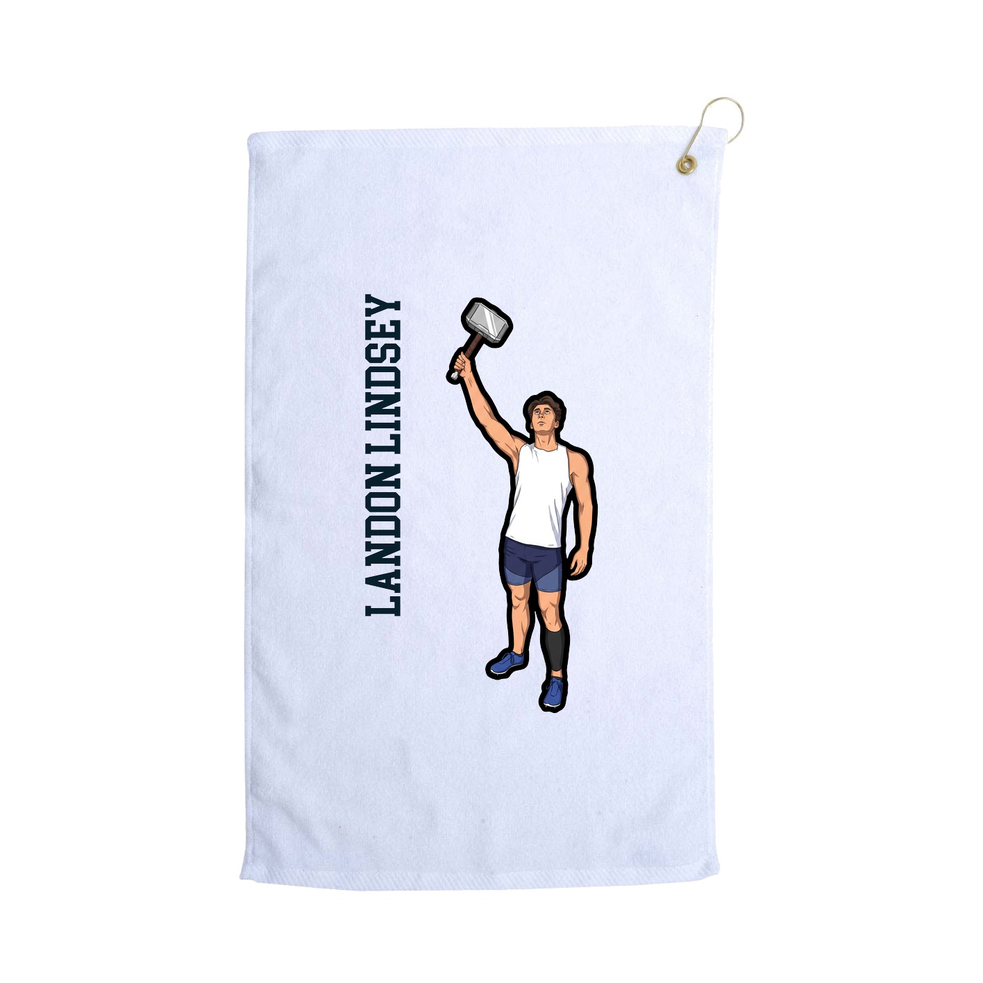 Golf Towel — Name Vertical in White