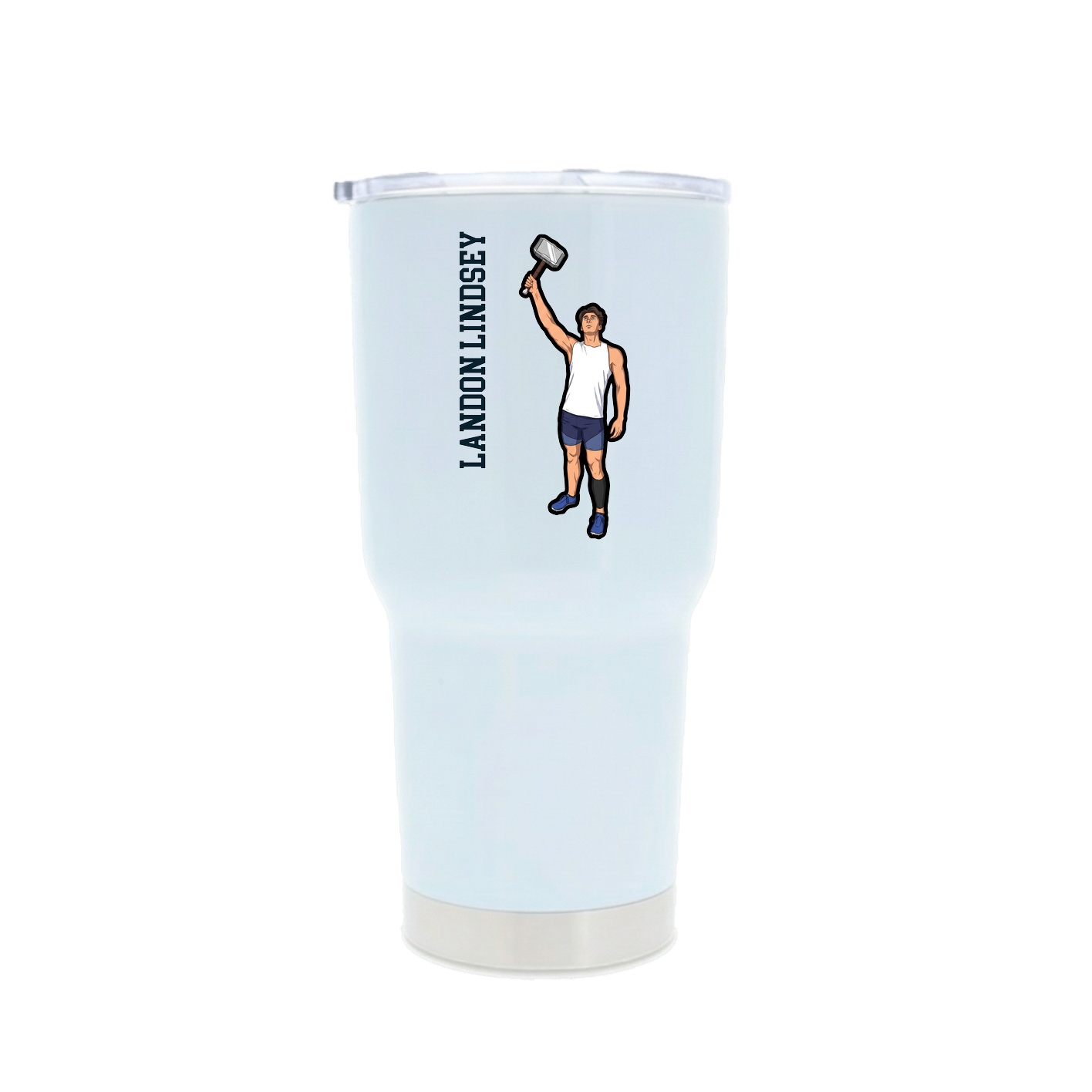 30oz Stainless Steel Tumbler — Name Vertical in White