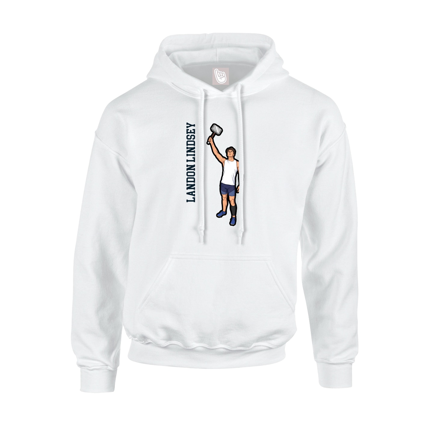 Youth Hoodie — Name Vertical in White
