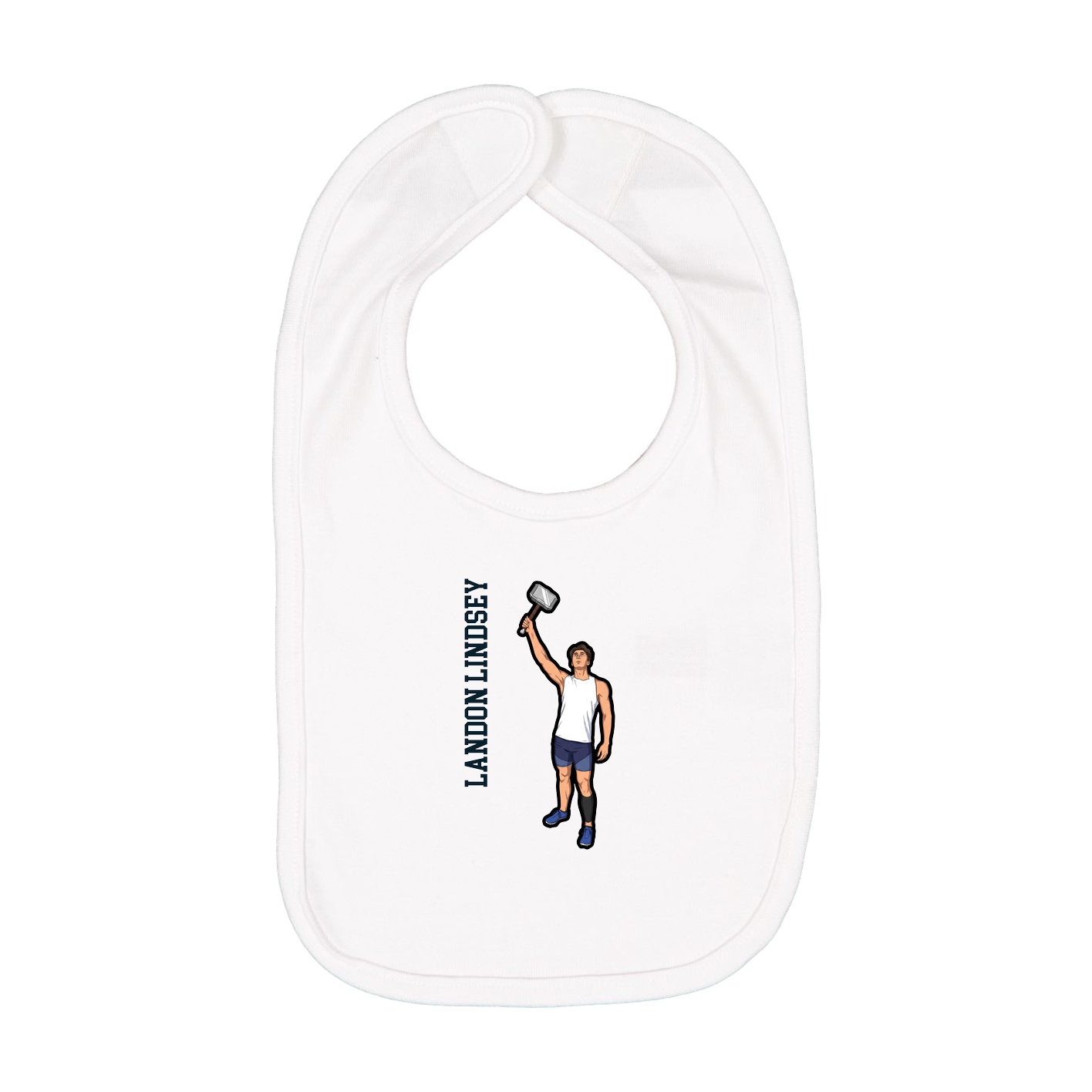 Infant Bib — Name Vertical in White