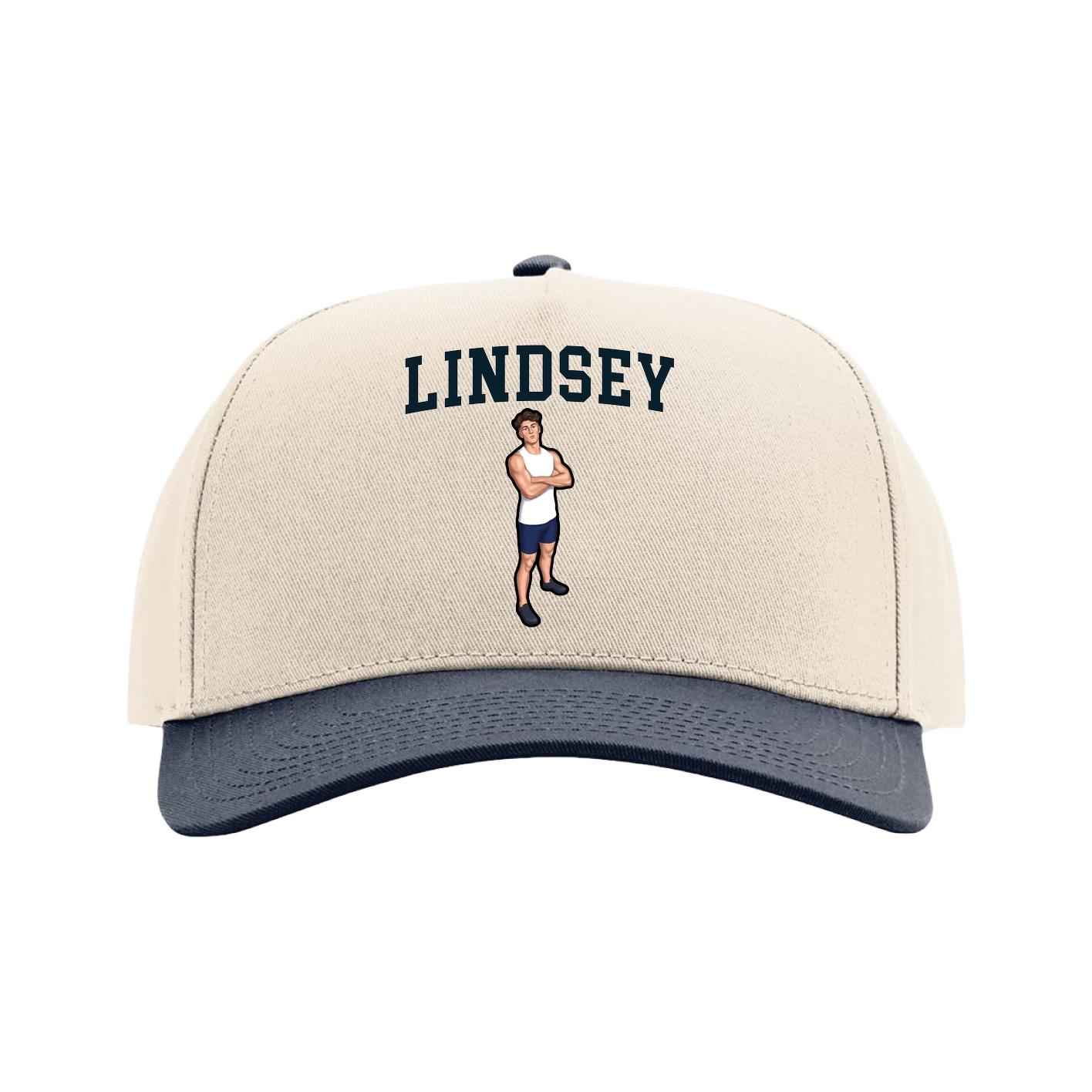 Full Fabric Five-Panel Champ Cap — Shirsey in Cream/Navy