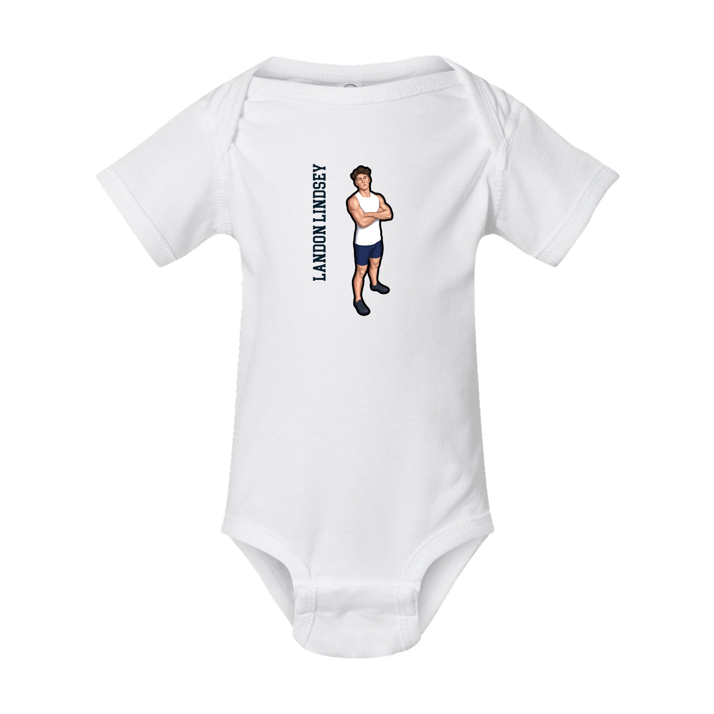Baby Onesie — Name Vertical in White